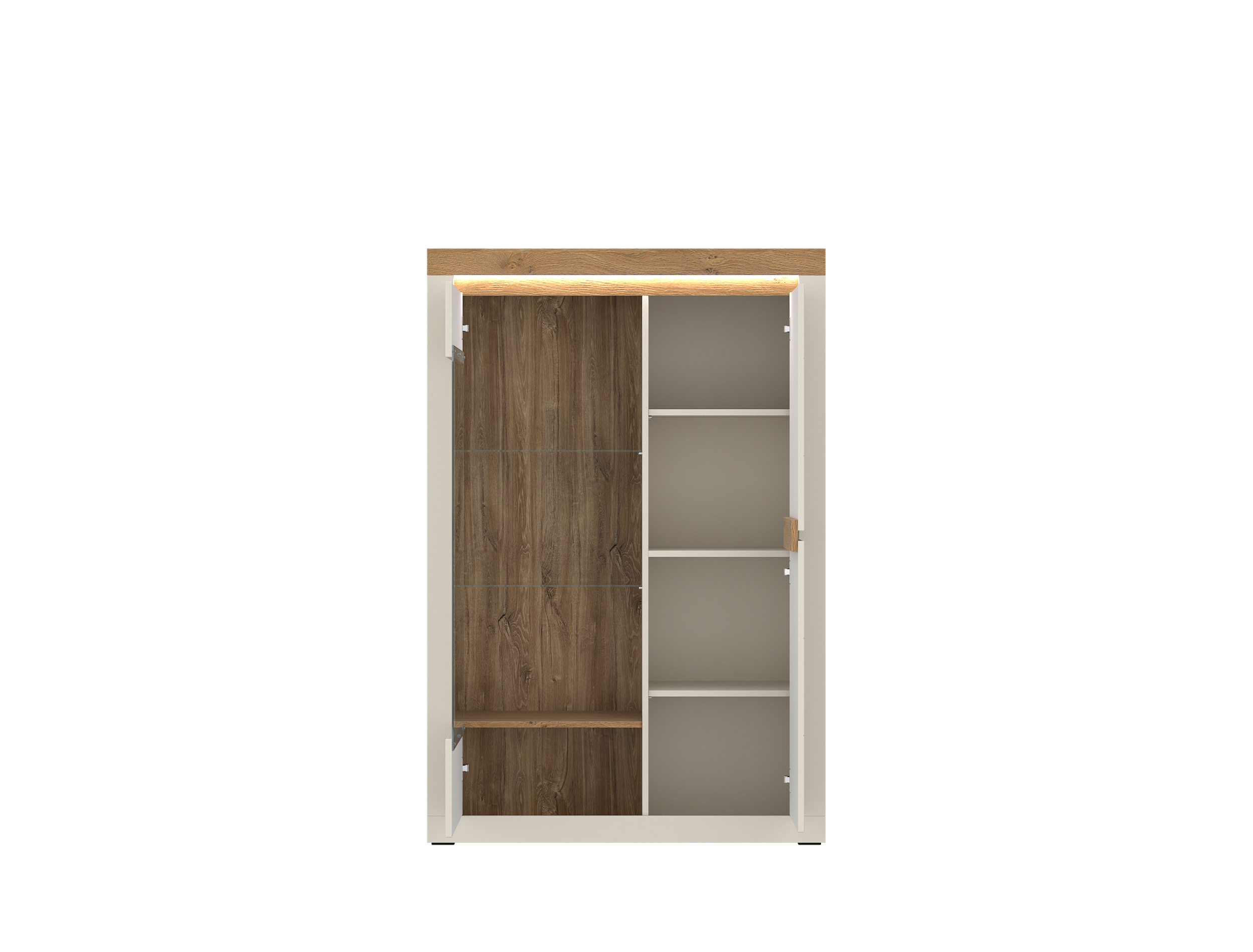 Vitrine links NAXXAR ca. B104,2 H156,3 T39,8 cm in Cashmere, Stone Eiche, Moebel, Schrank, Kabinett
