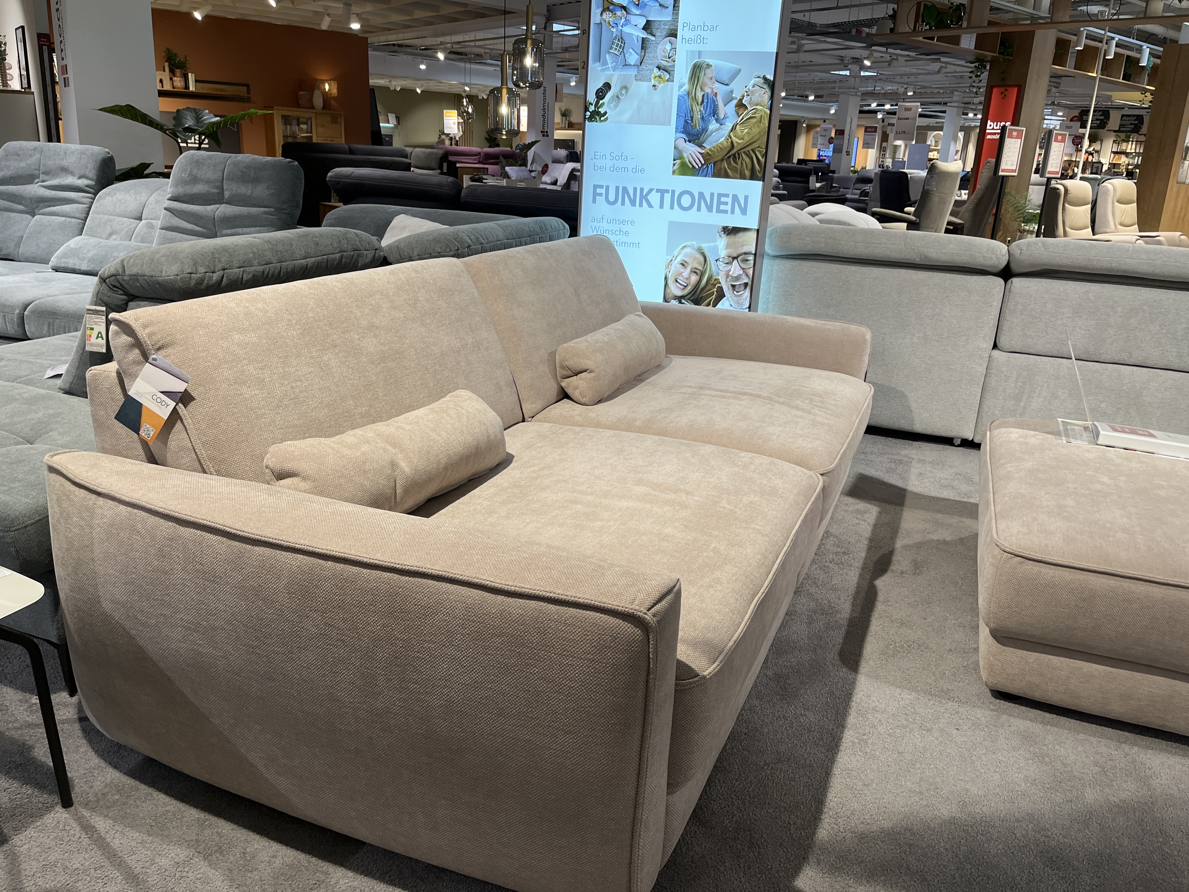 Modulmaster Polstergruppe ZE-EM24139 ca. 258x125 Cody desert, Sofa, Wohnzimmerstuhl, Bezugstoff, Grau, Chaiselongue