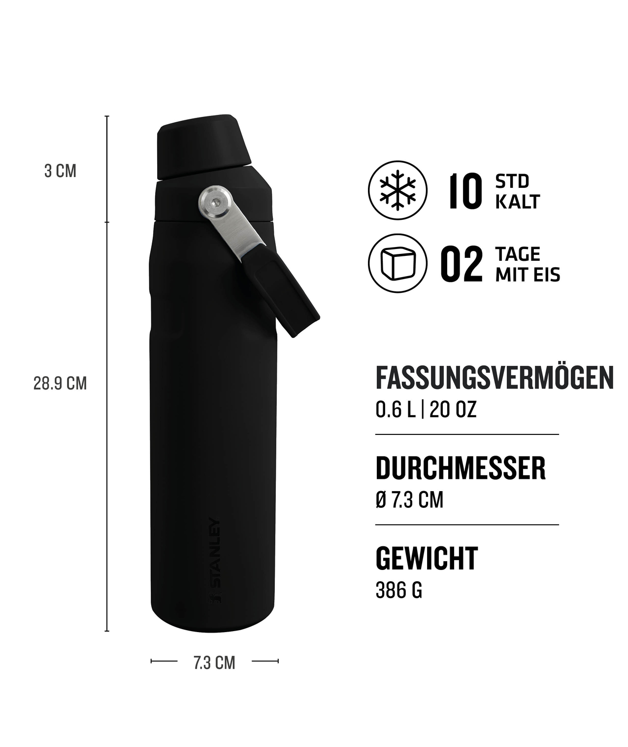 Stanley Aerolight™ IceFlow™ Water Bottle Fast Flow in Farbe Black