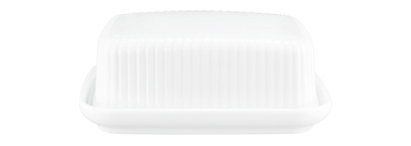Seltmann Weiden Butterdose 250 g Amina 3 Seltmann Weiden Butterdose 250 g Amina 3 , Butter-Schale, Butter-Tray, weißes Plastik, gerippter Deckel, Milchproduktenzubehör