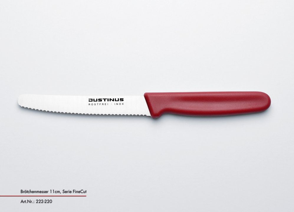 Brötchenmesser, 11 cm Fine Cut roter Griff Brötchenmesser, 11 cm Fine Cut roter Griff, Klinge, Messer, Waffe, Besteck