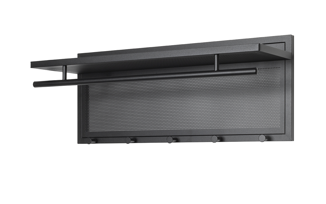 Haku Möbel Wandgarderobe ca. B75 H30 T26 cm in Stahlrohr schwarz , Elektronik, Bildschirm, Sprecher