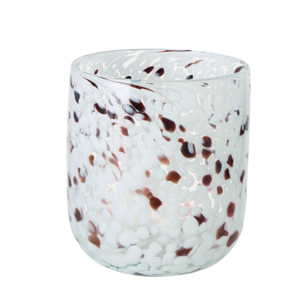  // Windlicht Borea // Glas durchgefärbt // braun, schwarz, weiß // Höhe ca. 17 cm