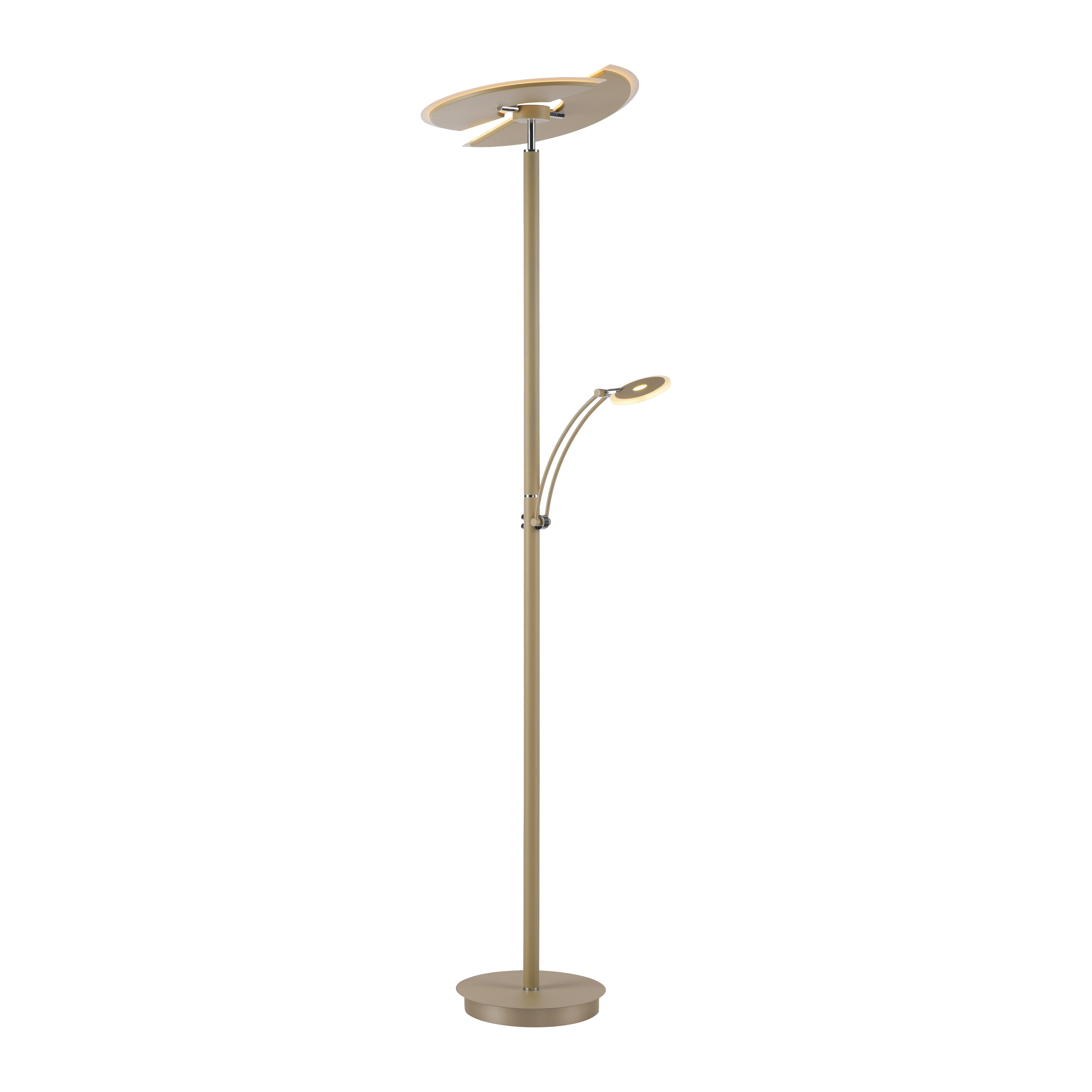 Paul Neuhaus LED-Stehleuchte ARTUR 2-flammig in Farbe sand, Stehlampe, Beleuchtung, Messing, Kopf-Lampe, Leselampe
