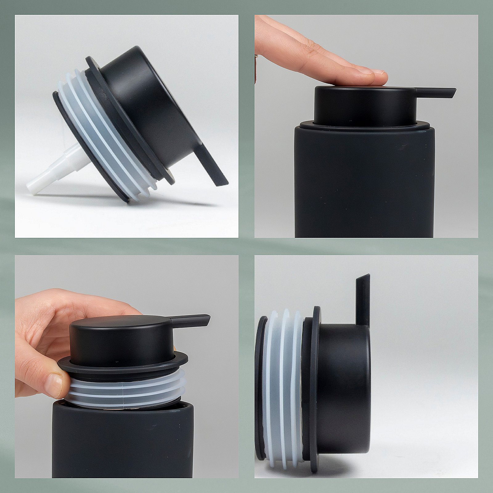 Kela Seifenspender Sana SANA in schwarz, Krug, Band, Flasche