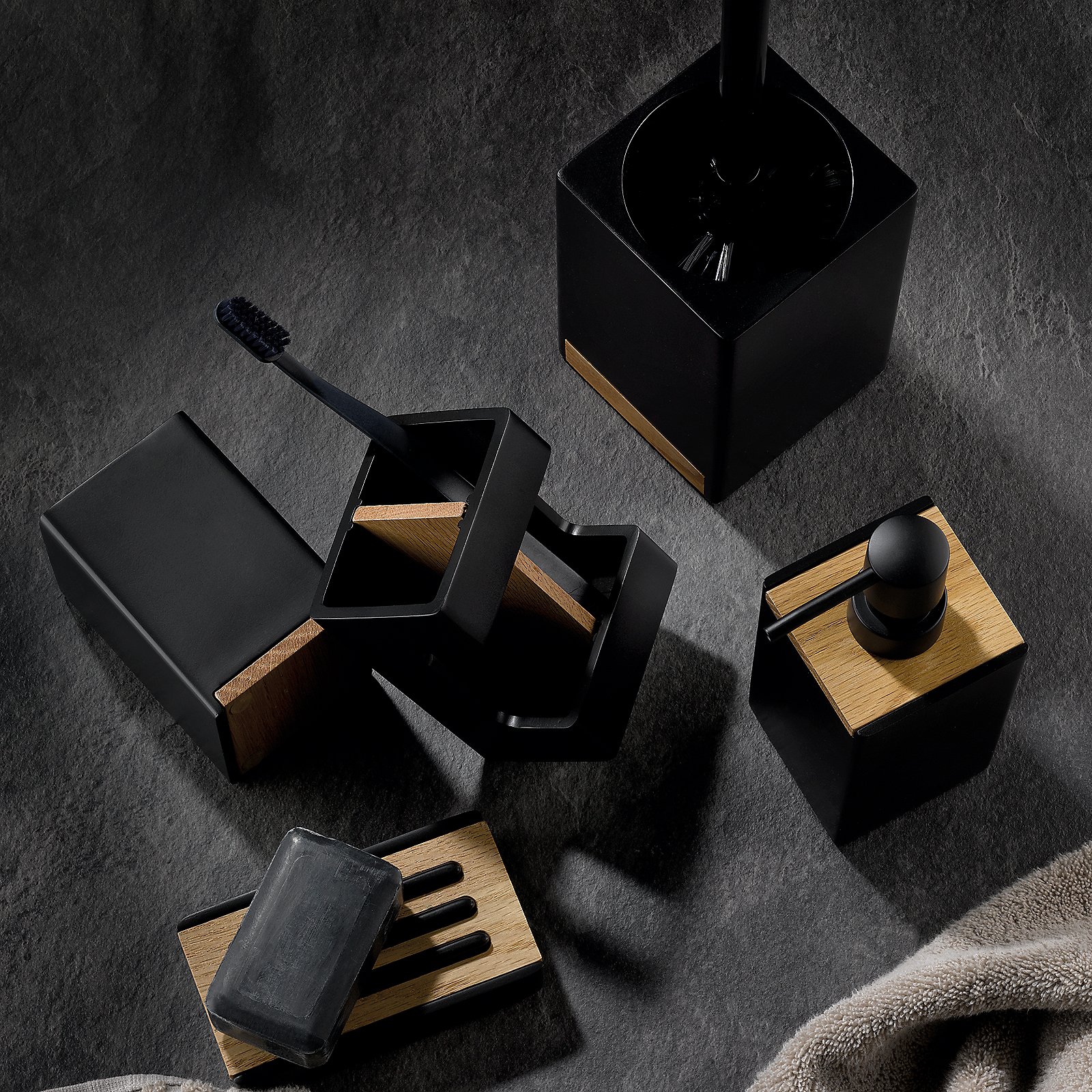 Kela Seifenspender Cube CUBE in schwarz, Pinsel, Gerät, Werkzeug, Zahnbürste