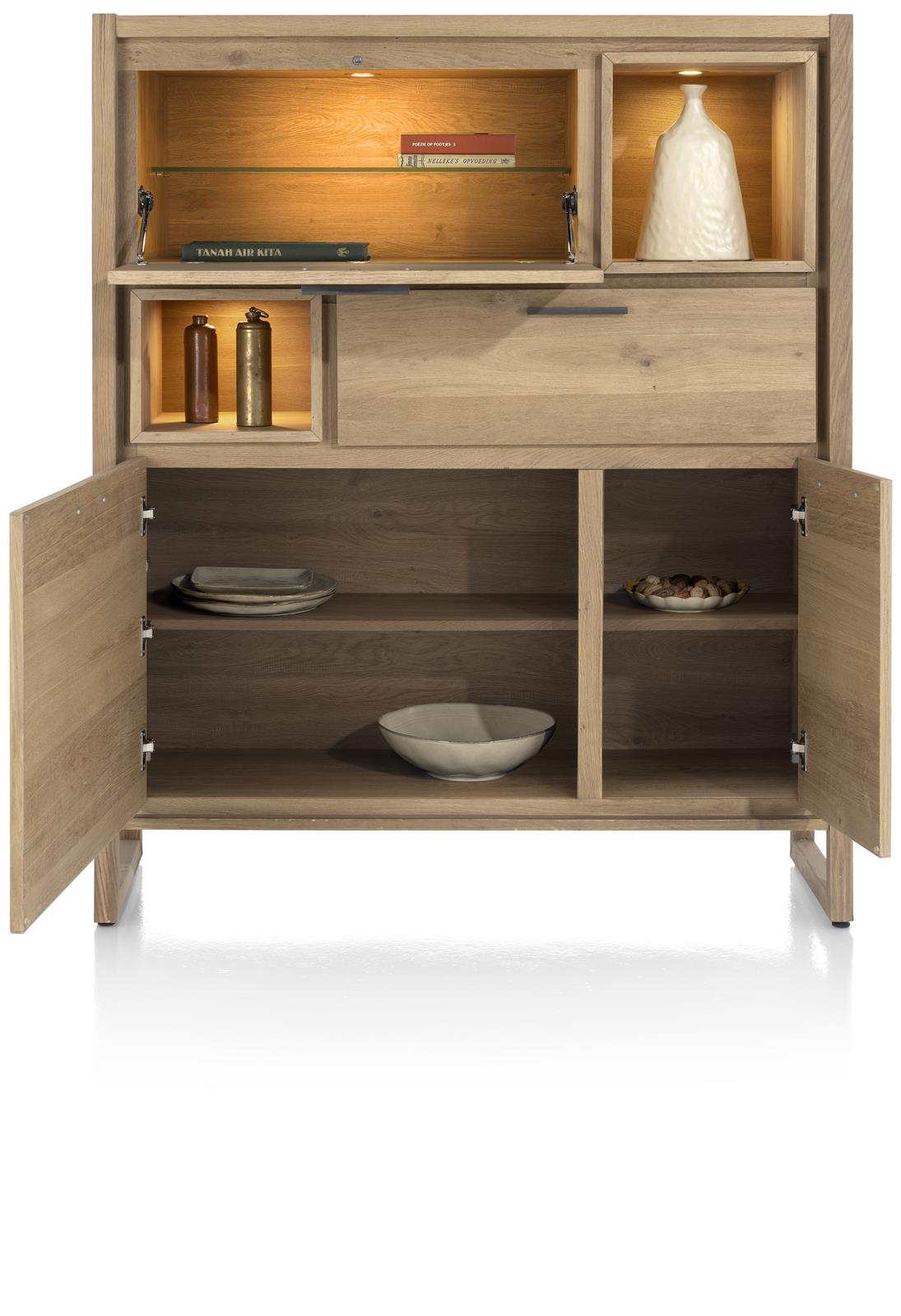 Henders & Hazel Highboard NYSTEAD ca. B125 H150 T42 cm in Eiche furniert mit Platinlack Henders & Hazel Highboard NYSTEAD ca. B125 H150 T42 cm in Eiche furniert mit Platinlack