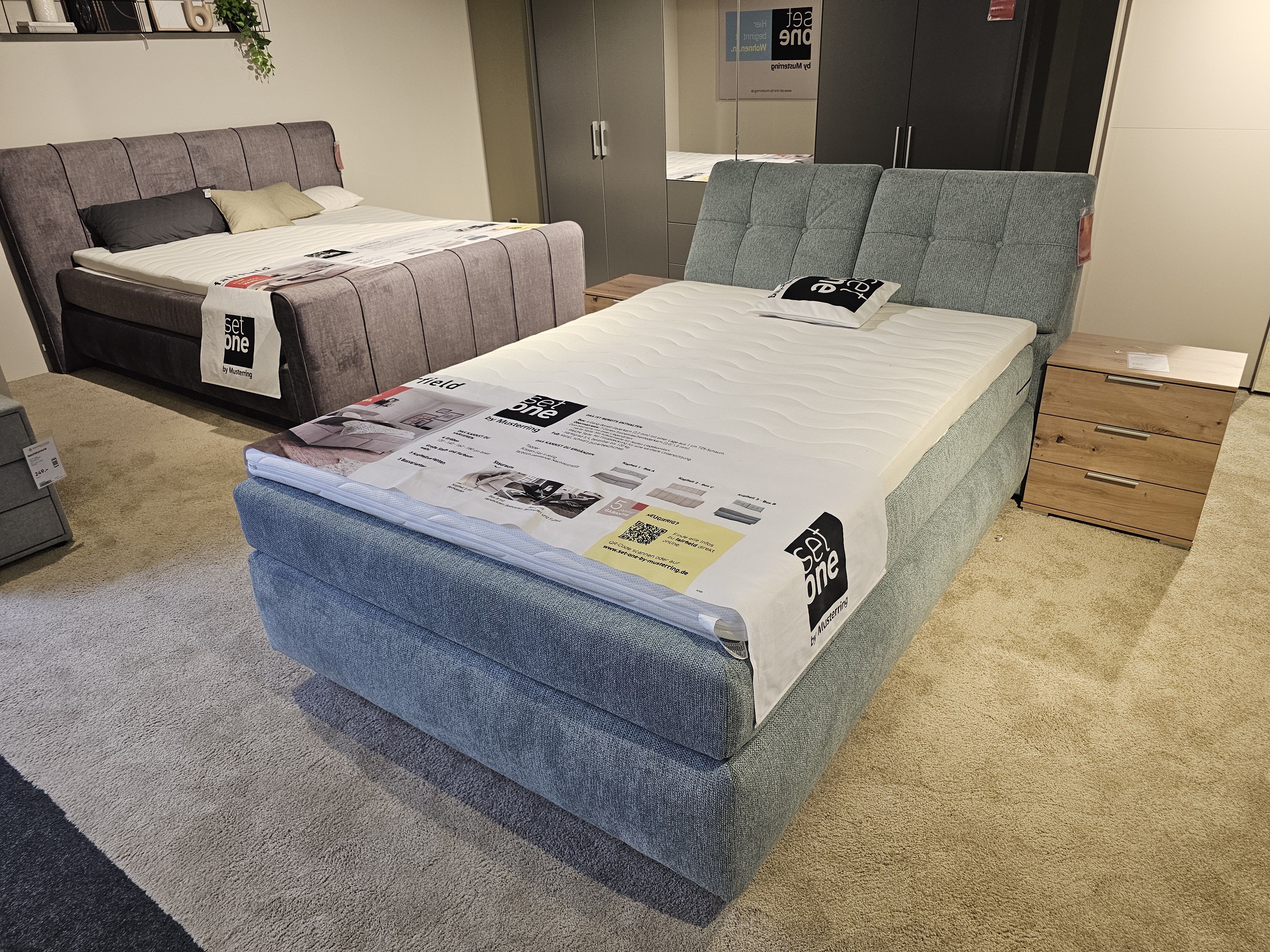 Set One by Musterring Boxspringbett Fairfield ca. 140x200cm Blau