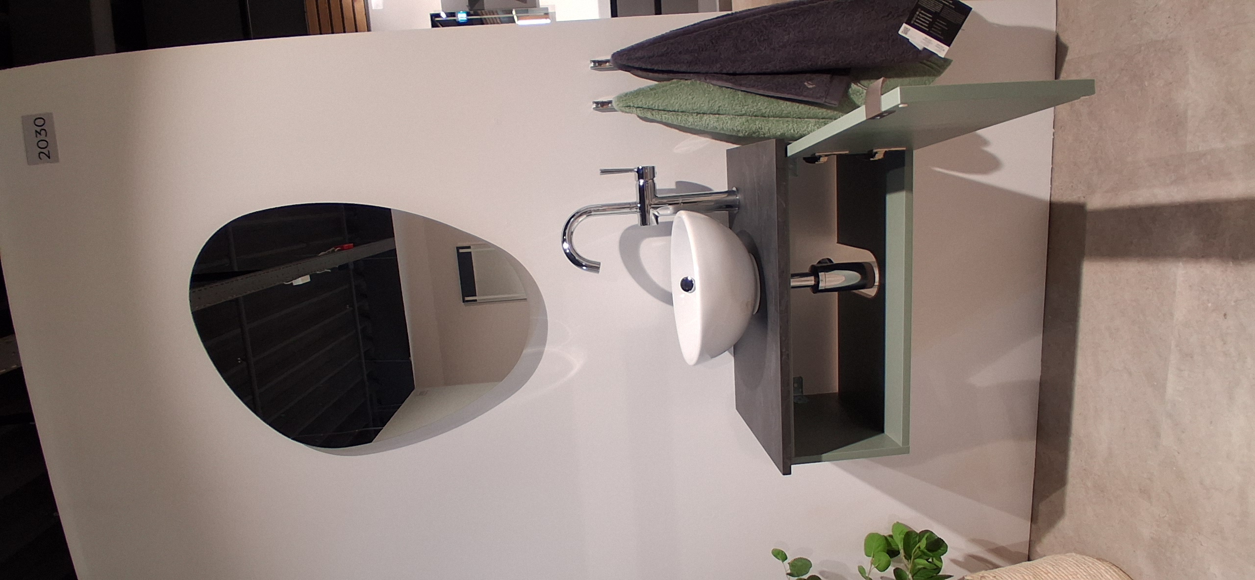 Pelipal Badkombination 6915 in Front 465 Schilfgrün Matt, Sinken, Waschbeckenhahn, Becken