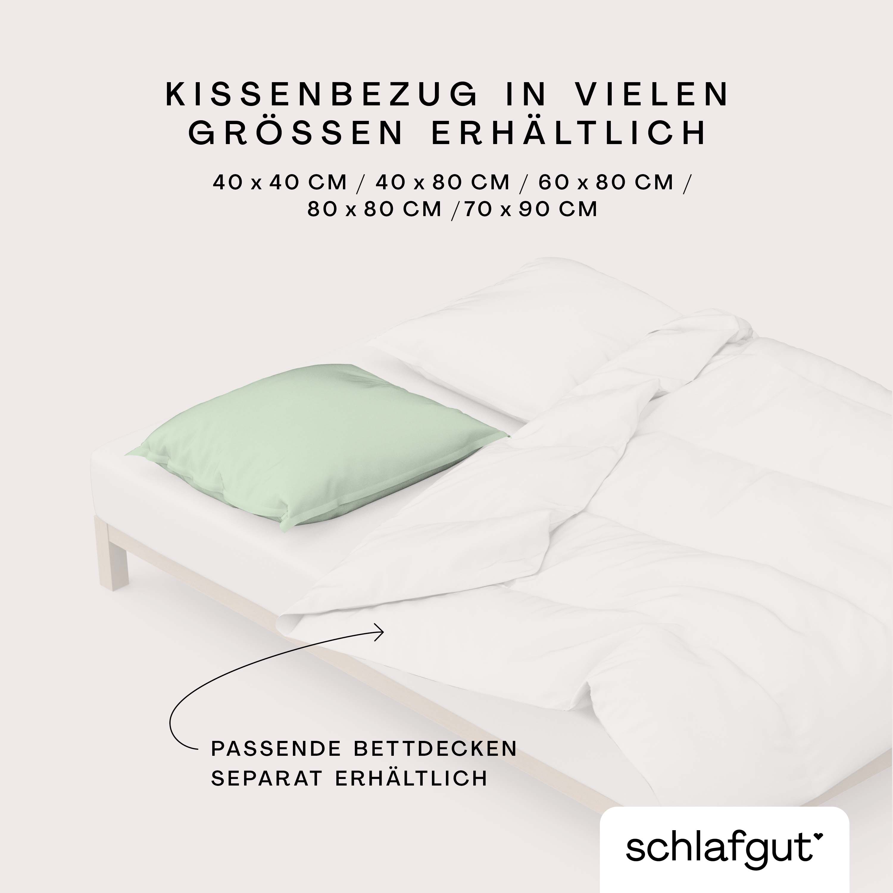 Schlafgut Kissenbezug 40x80 cm KISSENBEZUG in green light Schlafgut Kissenbezug 40x80 cm KISSENBEZUG in green light, bettdecken, bettlaken, kissenbezug, faltbar, handtuch
