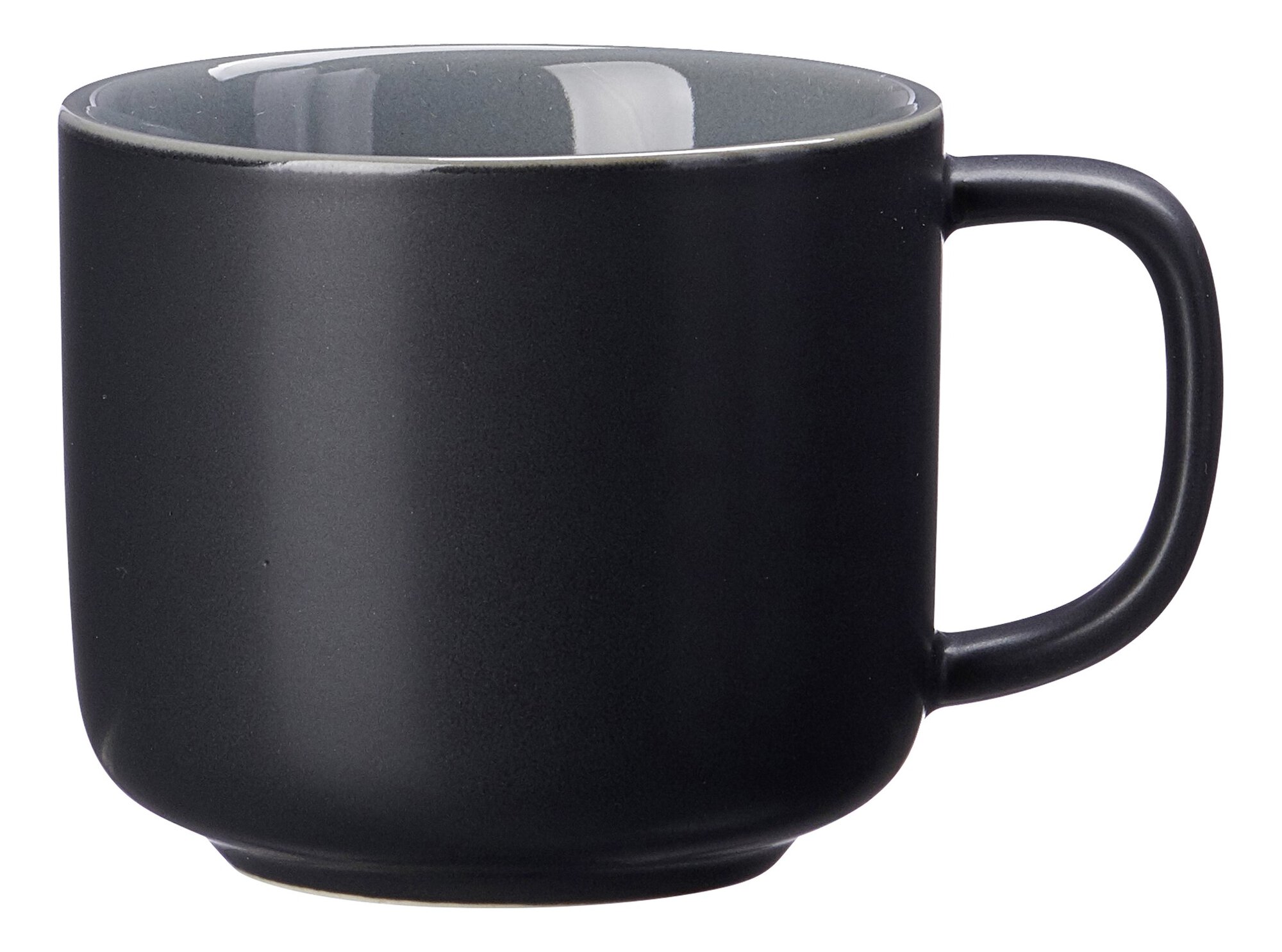 Ritzenhoff & Breker Obertasse Jasper Steinzeug, Kaffeebecher, Becher, Matte Schwarz, Keramiktasse, große Tasse