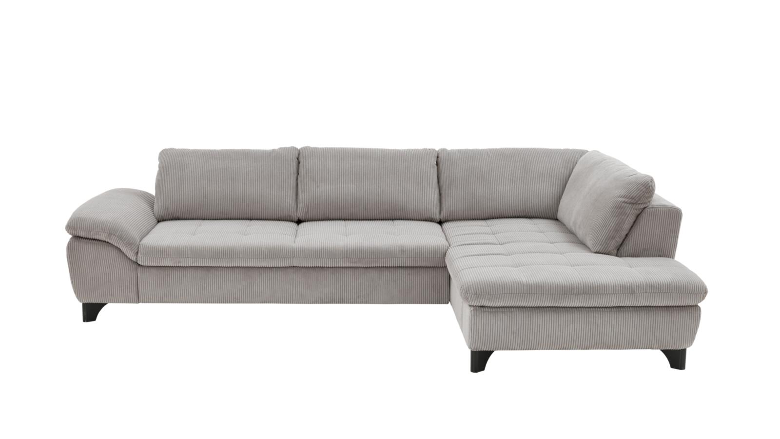 Polstergruppe VS-MP1028 ca. 306x197cm in Stoff Cord grey, Sofa, Ecksofa, Corduroy, Grau, Sofalandschaft