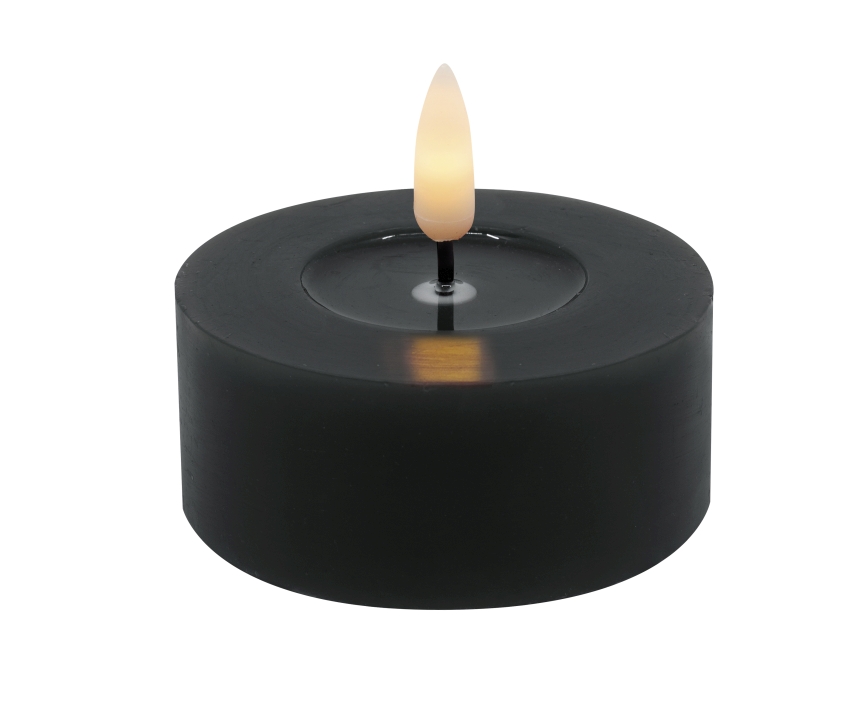 L.C. Wholesaler LED-Teelicht 2er-Set WINTER ca. Ø 6,8, H 3cm in black smooth, 6.8x3cm
