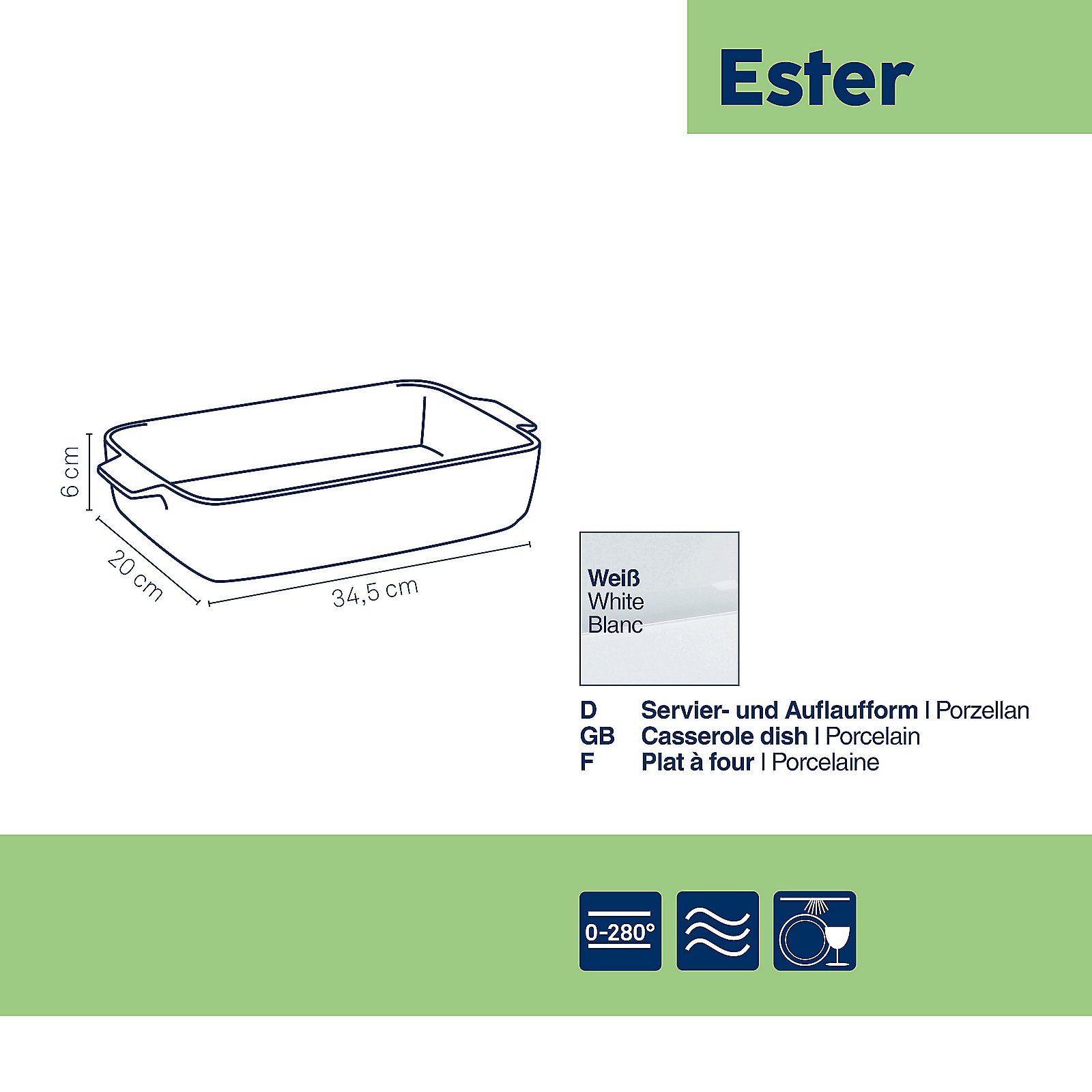 Kela Servier-und Auflaufform Ester ESTER in Weiß Kela Servier-und Auflaufform Ester ESTER in Weiß, Wanne, Baden, Badewanne, Person
