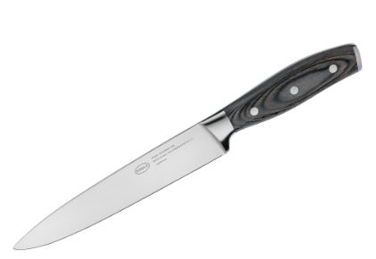 Rösle Fleischmesser 18cm, messer, Kochmesser, Edelstahl, schwarzer Griff, 3-Schicht-Griffstütze