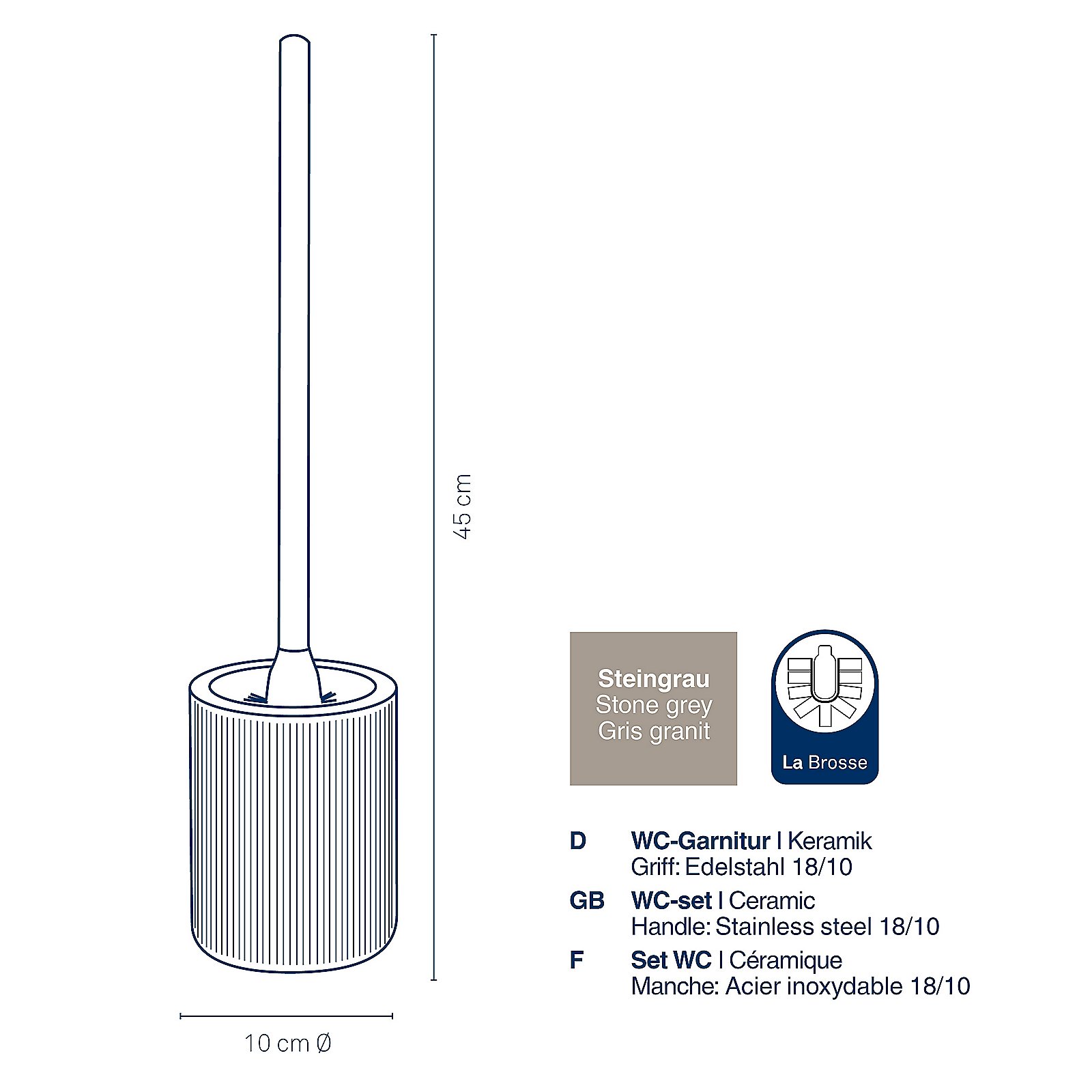 Kela WC-Garnitur Ava steingrau AVA in , Rauchrohr, Spule, Spirale