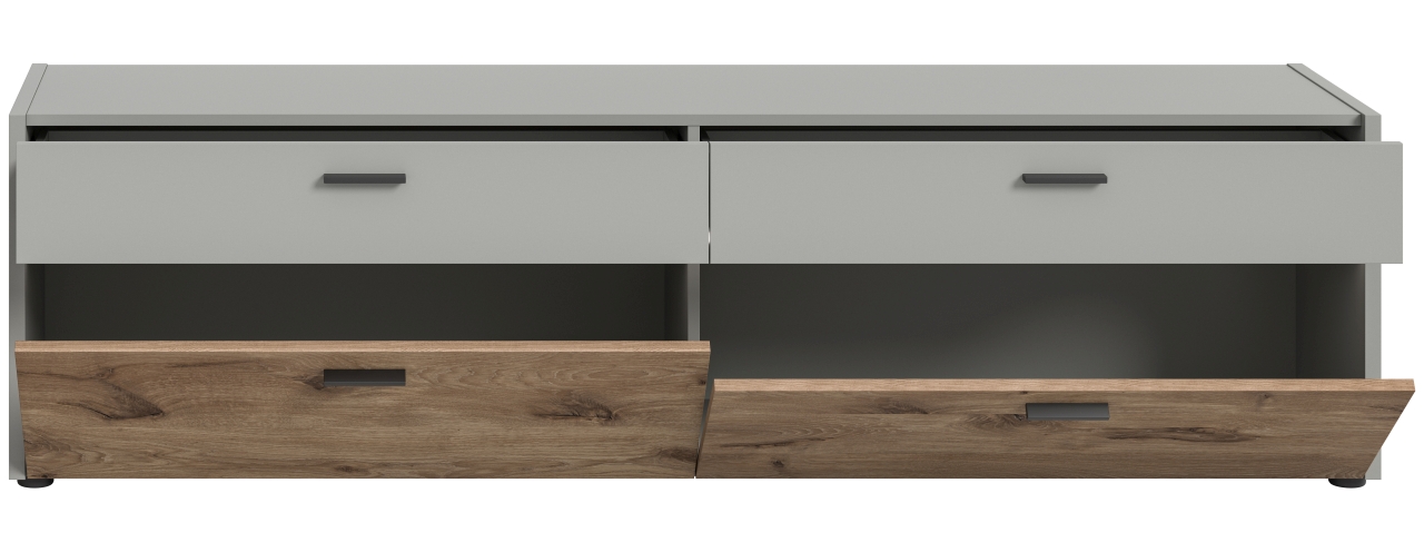 Xonox Home Lowboard CELINO in Front/Korpus hellgrau Nachbildung / Absetzung Nox Oak Nachbildung