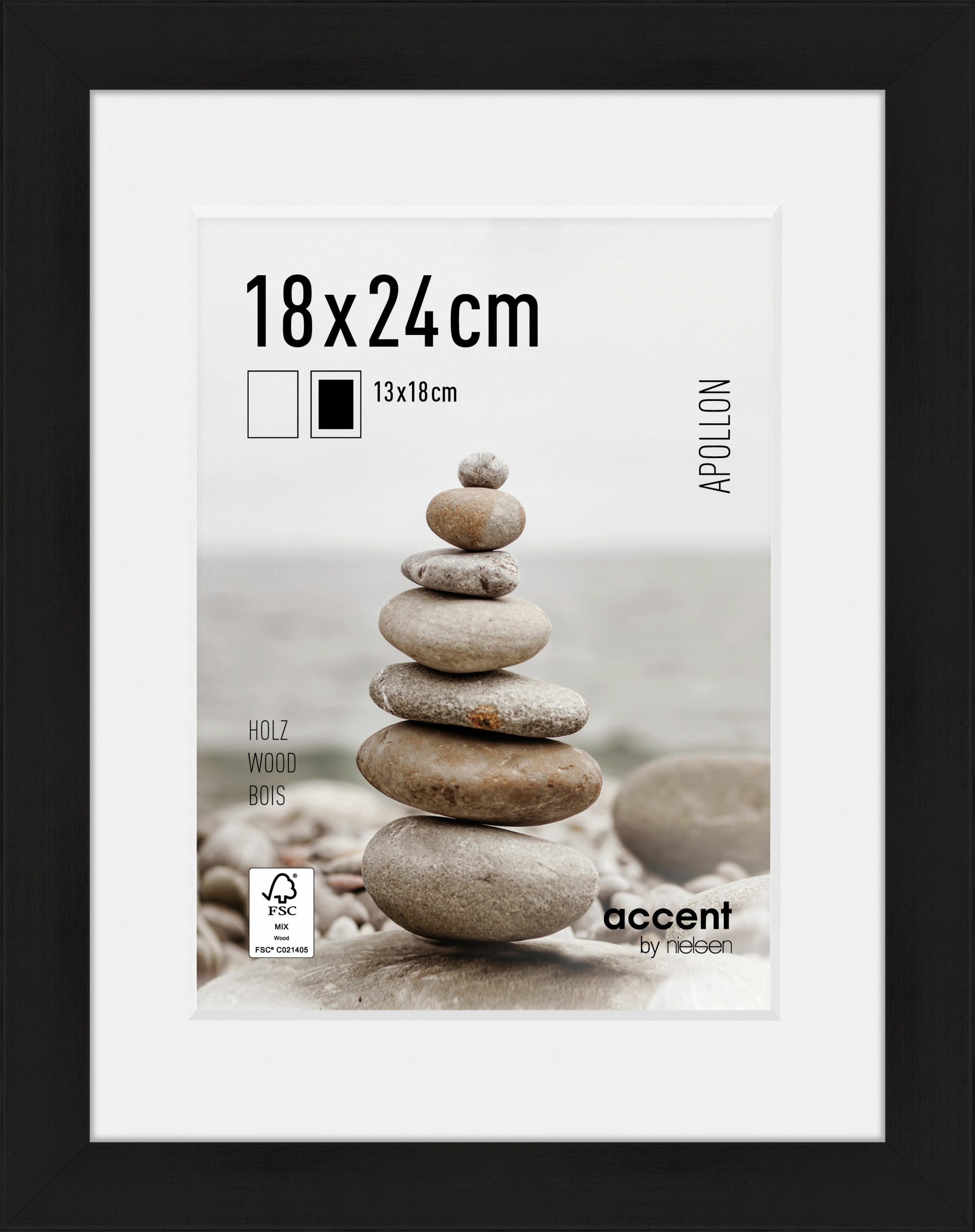 Accent by Nielsen Holz Bilderrahmen Apollon ca. 18x24cm in Farbe Black