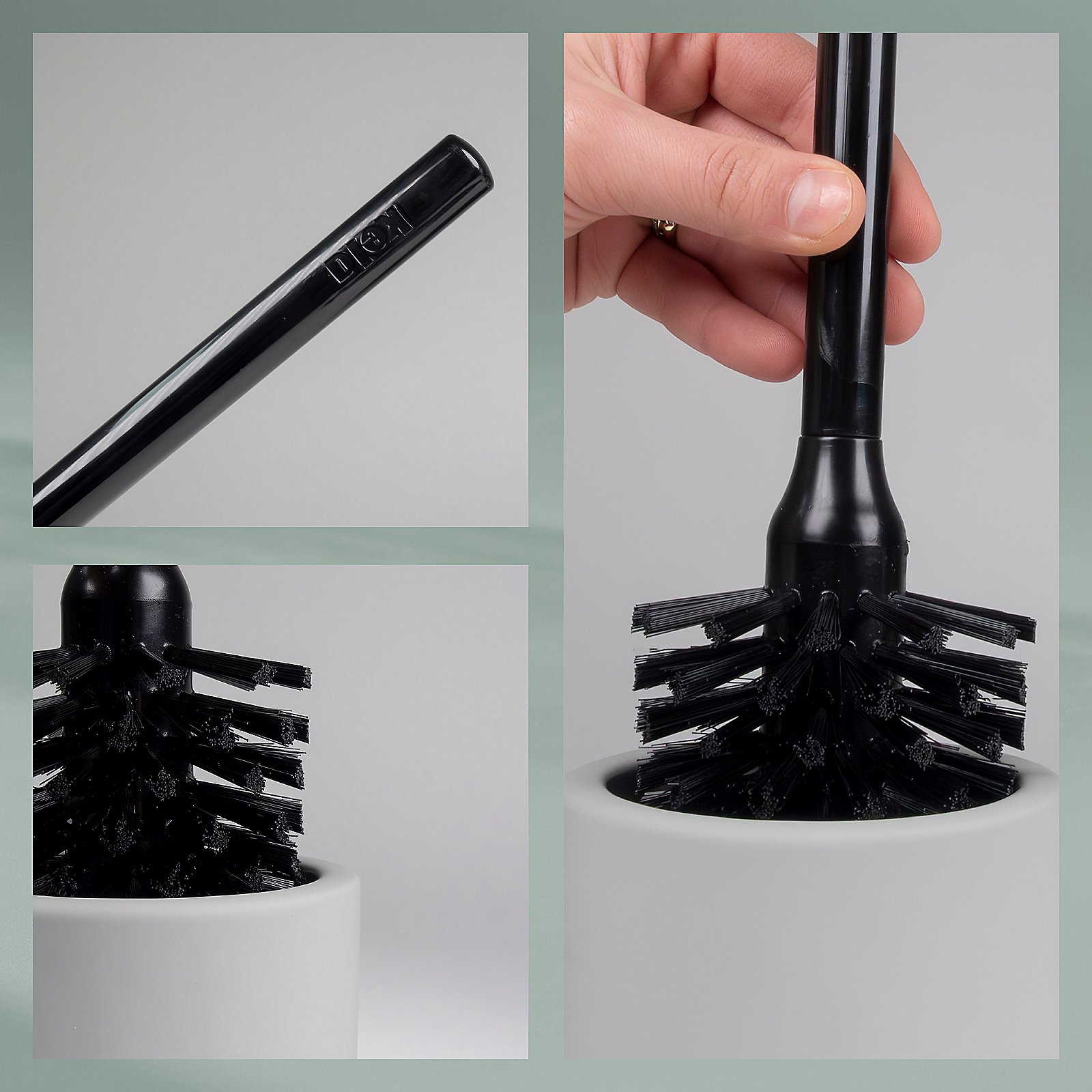 Kela WC-Garnitur SANA in Farbe Hellgrau, Bürstenkopf, Bürstenserie, Schwarz, Drehbürste, Aufsteckbürste