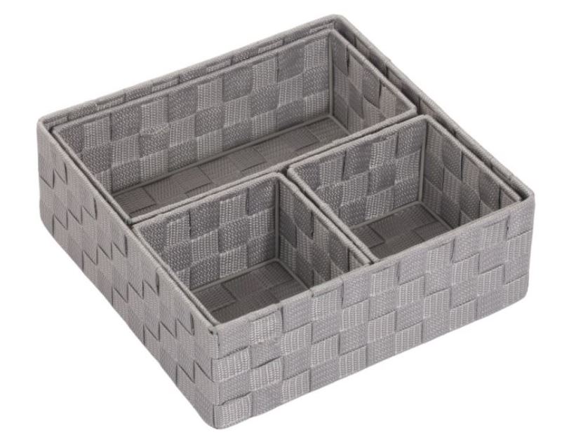 Geflechtkorb Grau, Aufbewahrungsbox, Organizer, Korb, Wickelabtrennung, Korb mit Fächern