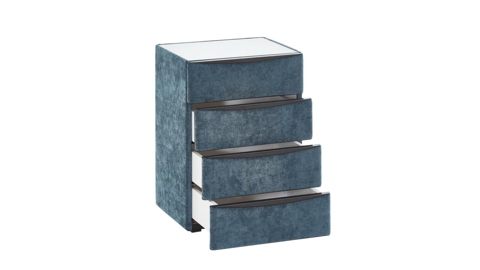 Oschmann Comfortbetten Nachtkonsole DREAMPLACE 2,0 BX in Farbe Auri petrol, Schubladenkommode, Auffangschrank, Blau, Velvet, 5 Schubladen