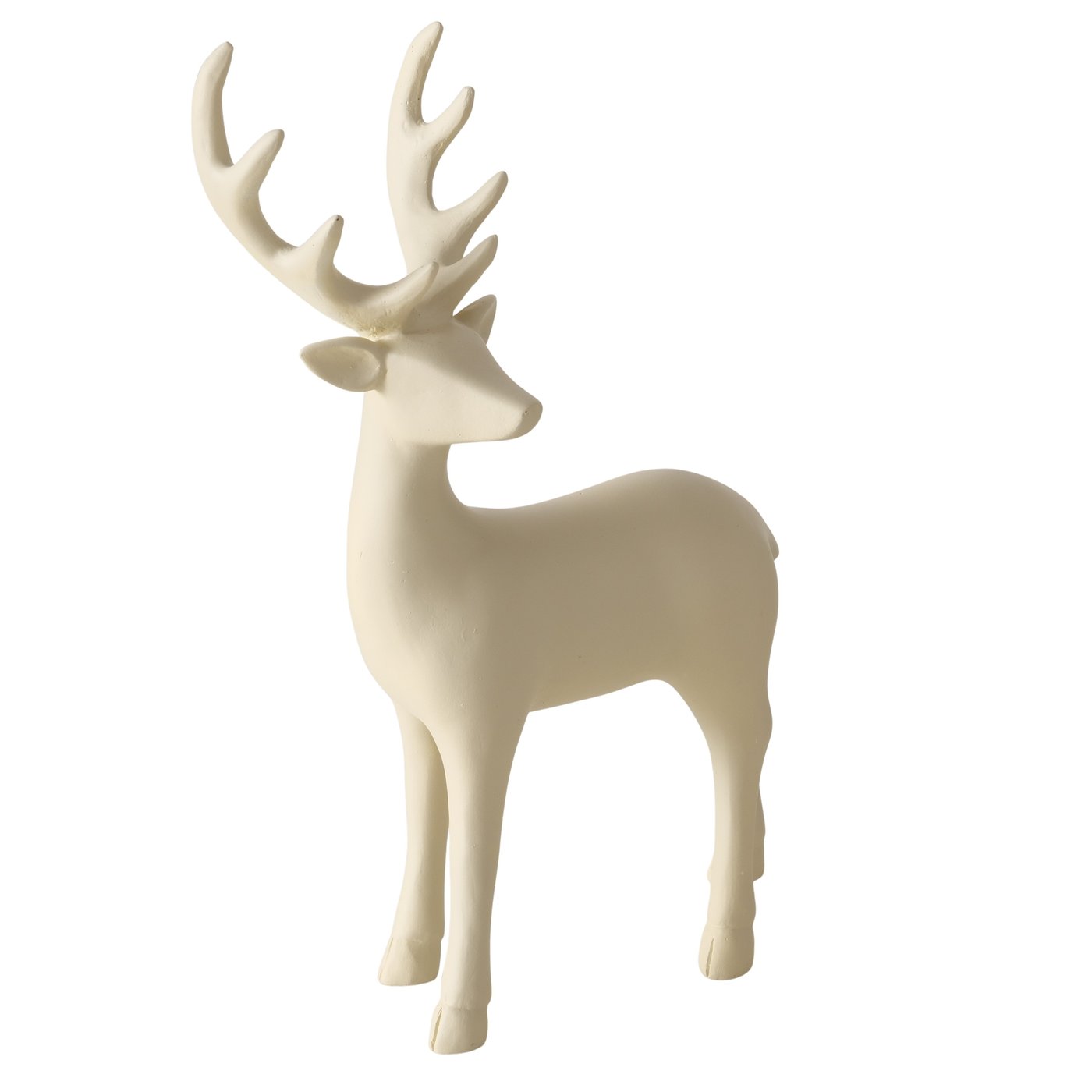 Boltze Figur Hario in Farbe Kunstharz creme, Tier, Hirsch, Säugetier, Tierwelt, Geweih