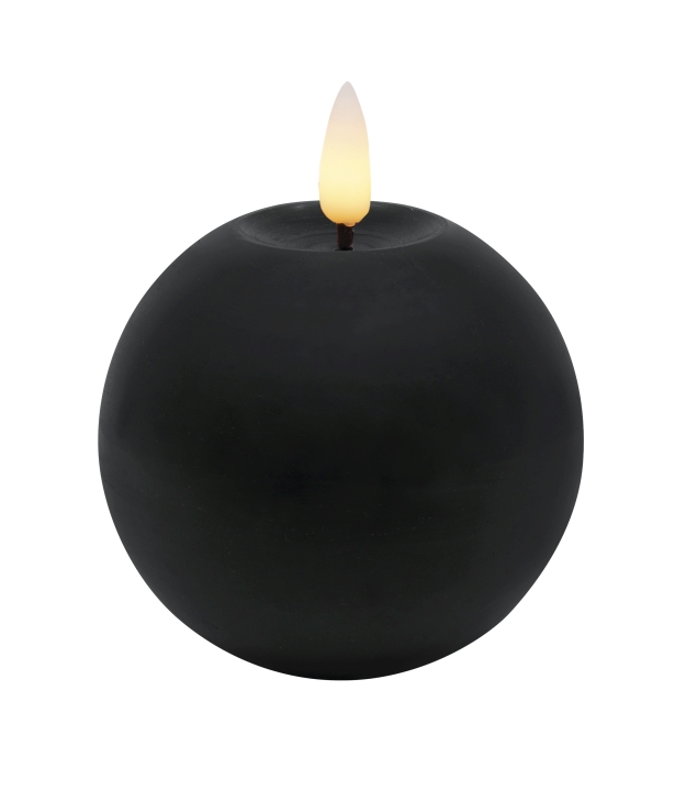 L.C. Wholesaler LED-Kugelkerze WINTER ca. Ø 8, H 7cm in black smooth, 8x7cm