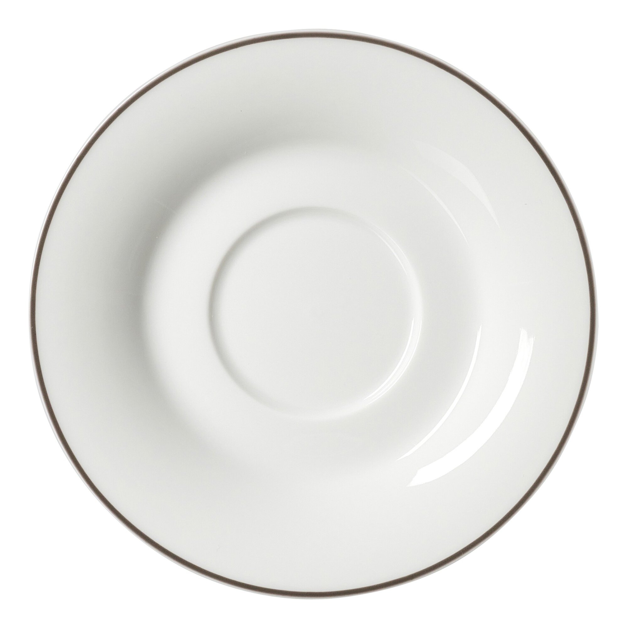 Ritzenhoff & Breker Tee-Untertasse OSTFRIESE 12,5cm aus Porzellan grau/weiß, Teller, Essteller, Porzellan, weiße Platte, Randbraun