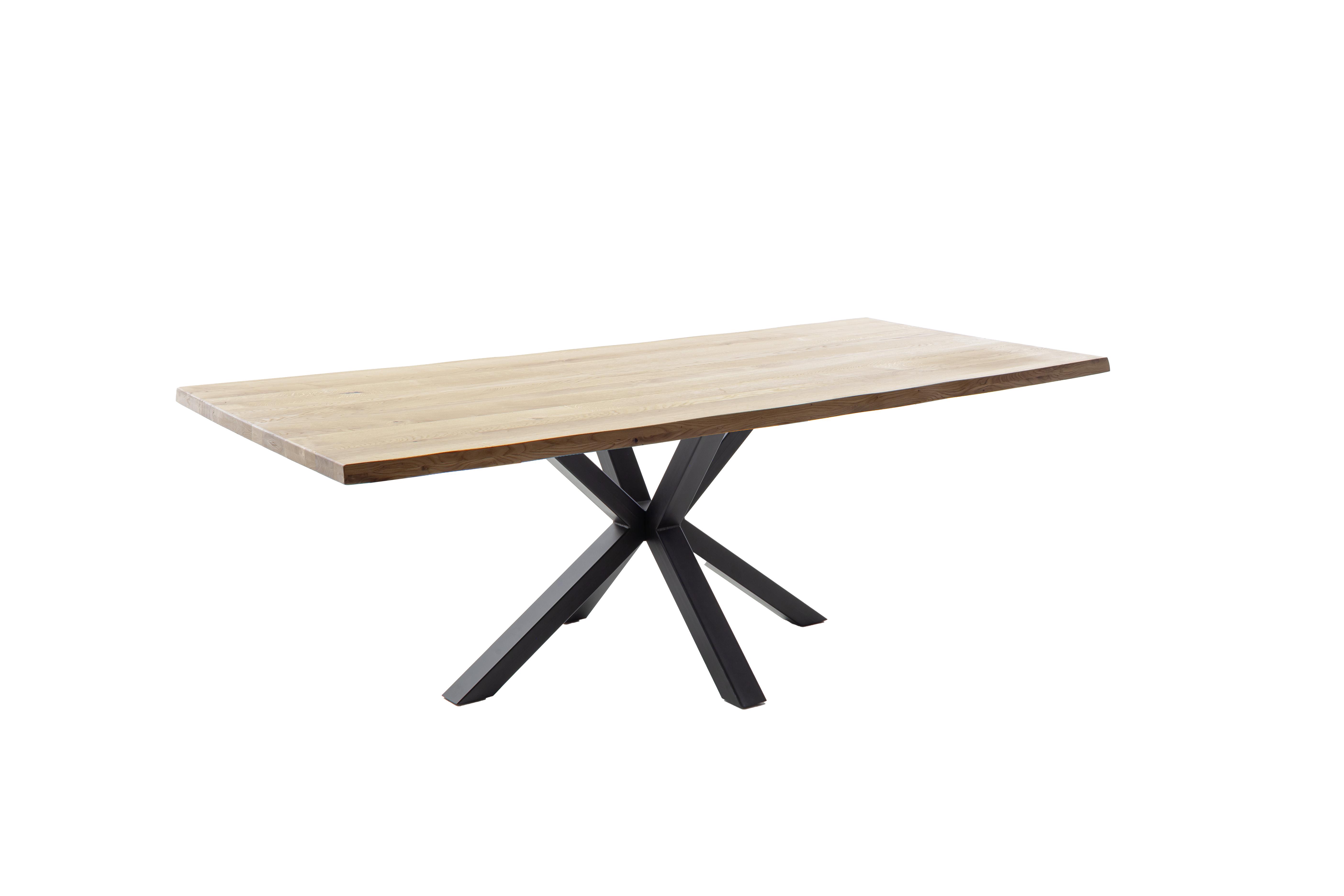 Esstisch Deba Holz Esstisch DEBA in Wildeiche massiv geölt, Esstisch, Holzplatte, Metallgestell, Viergefarbe, Knotenfuß