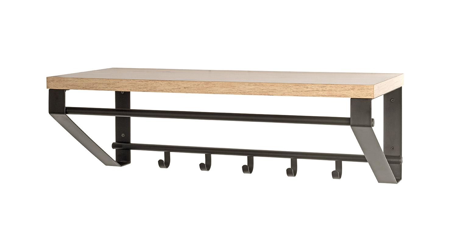 Wandgarderobe in Mehrfarbig, wandhaken, wandboard, Garderobe, Hakenleiste, Holzmetall-Kombination
