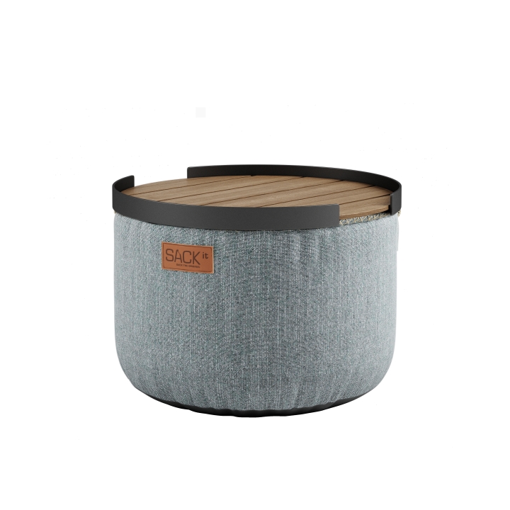 SACKit Serviertablet PATIO in Farbe teak, Aufbewahrungsbox, Korb, Tasche, Holzdeckel, Grau