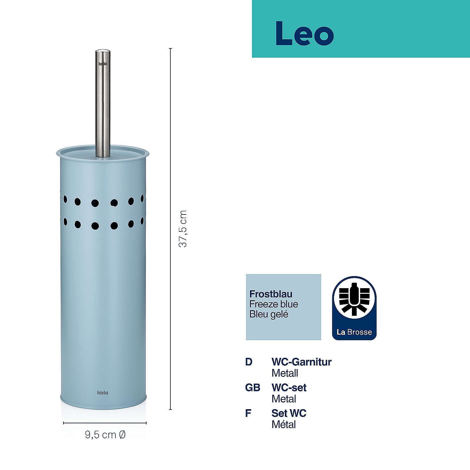 Kela WC-Garnitur LEO in Frostblau, Zylinder