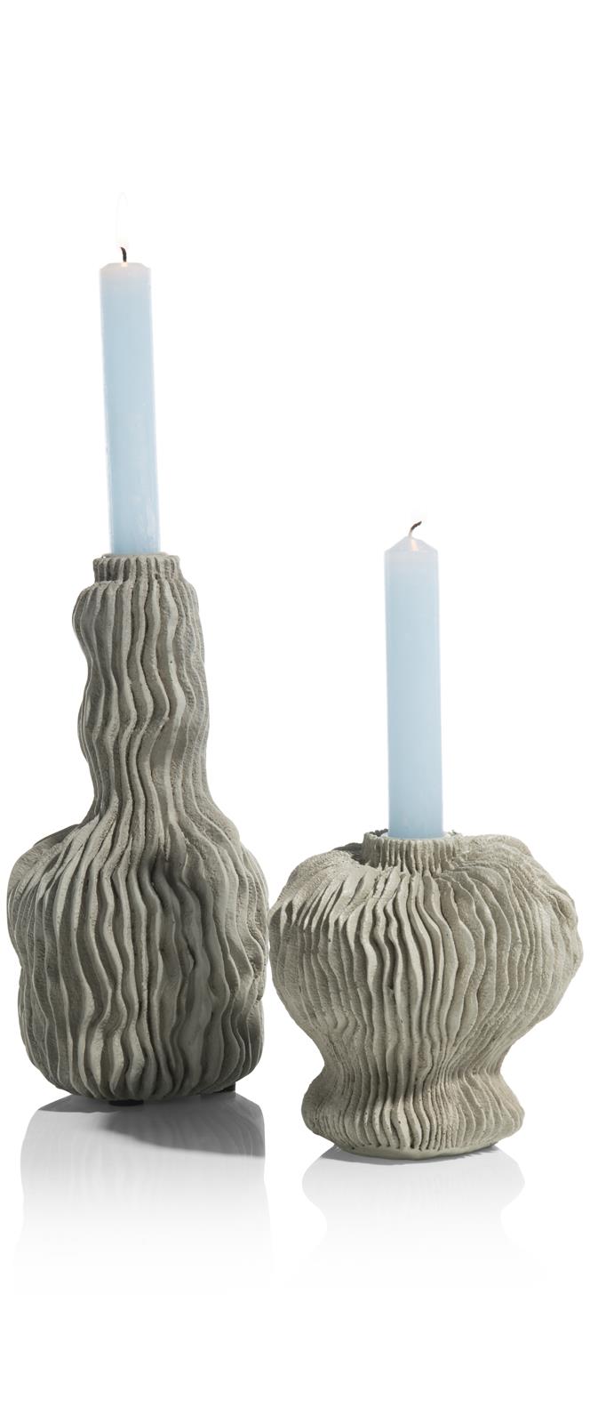 Coco Maison Kerzenhalter LOKI ca. B13 H12 T13 cm in Polyresin/Stein grau