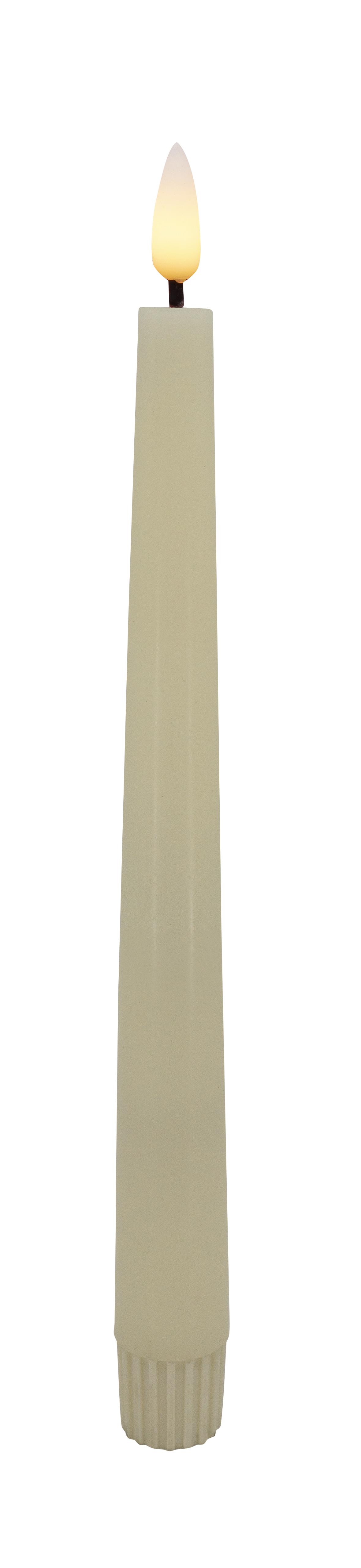 L.C. Wholesaler LED Stabkerze Echtwachs LED STABKERZE in Höhe: ca. 17.5cm winter creme