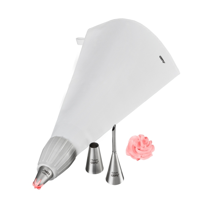 GEFU Spritzbeutel-Set DECORE in Farbe silber/weiß