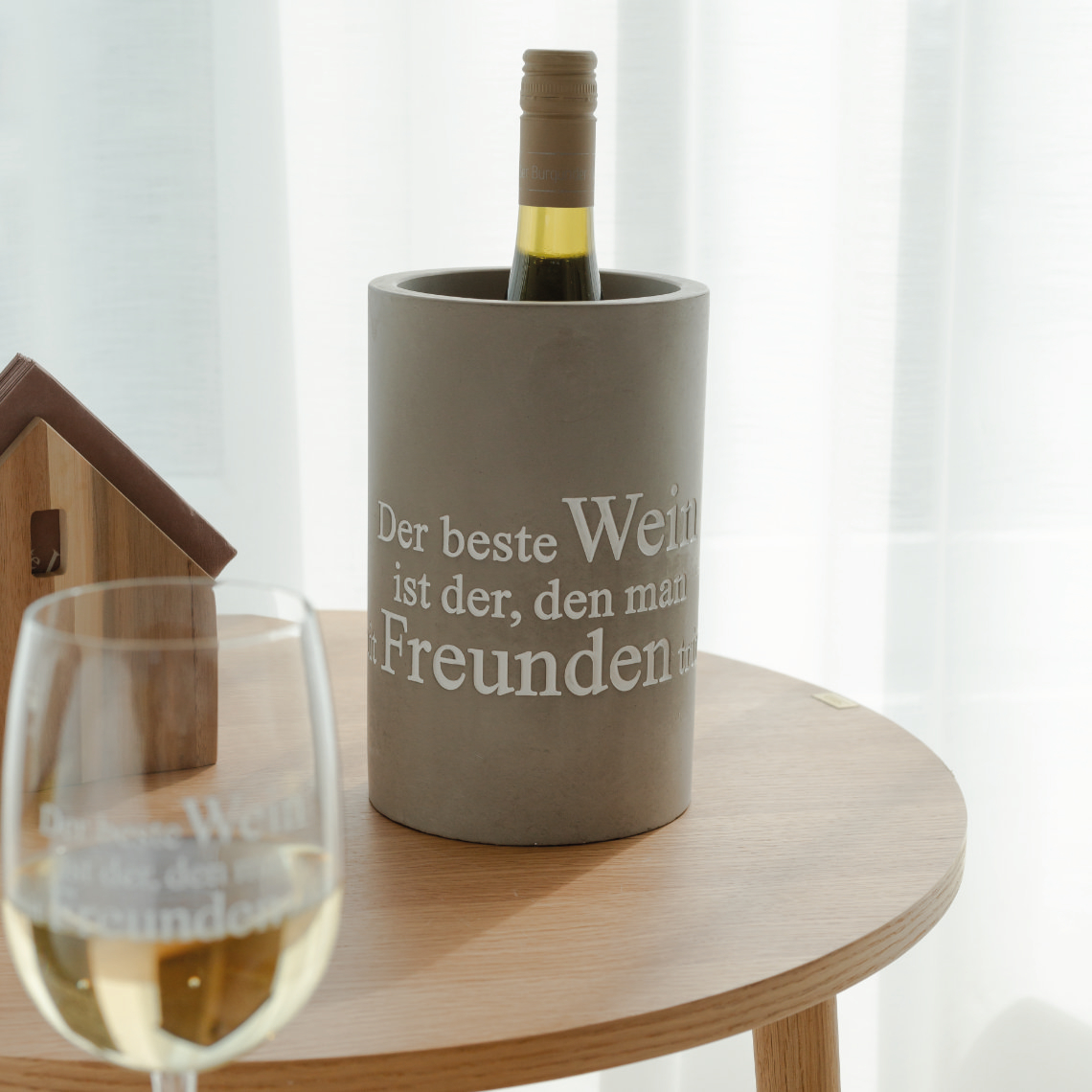 Flaschenkühler DER BESTE WEIN in Farbe grau, Wein, Weinflasche, Kühlung, Weinglas, Weinbox