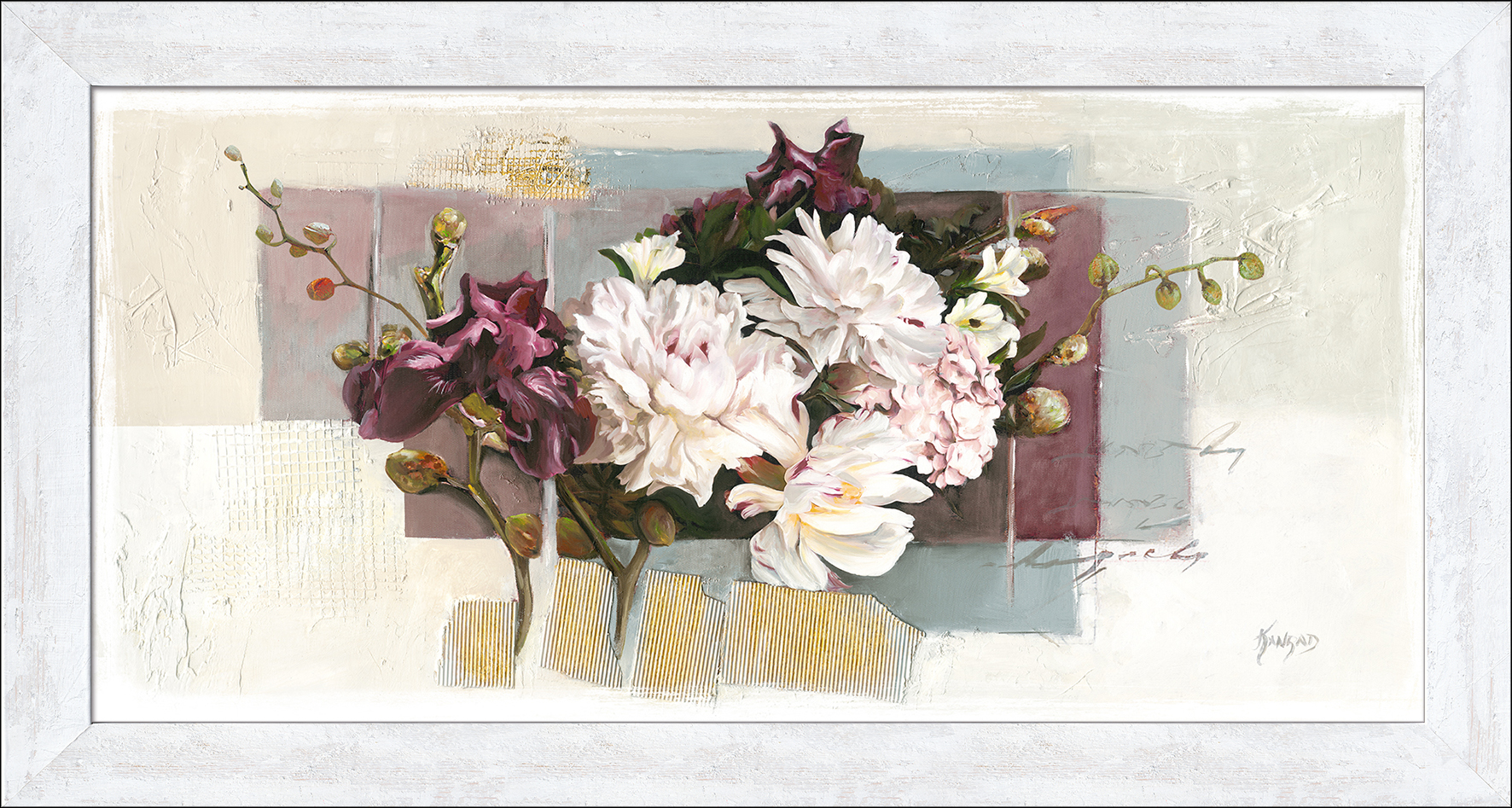PRO ART New Classic Wood 129x69cm Ornaments with peonies III