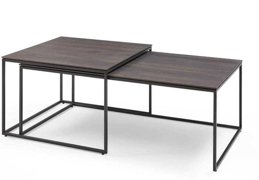 Beistelltisch in Birke Harmaa massiv, Schreibtisch, Konsole, Zweistufig, Stahlrahmen, Holzoberfläche