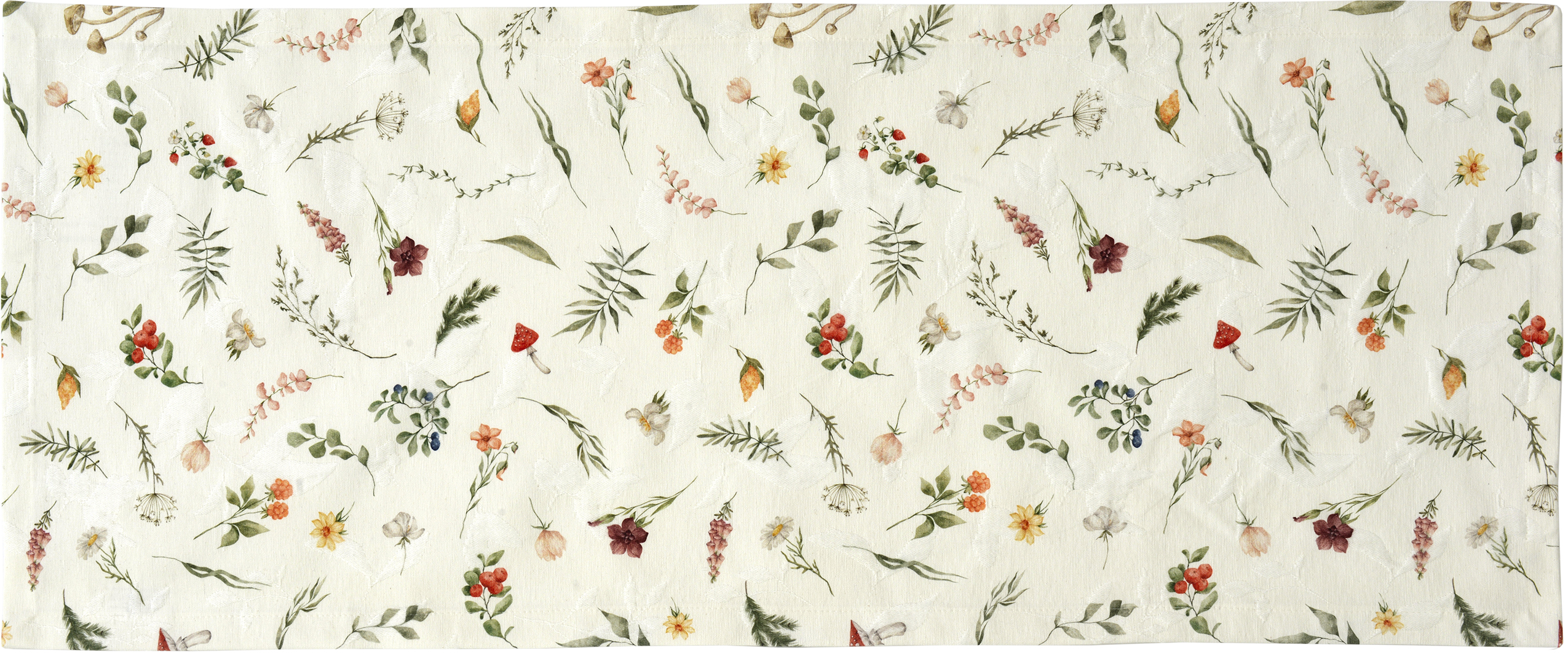Sander Tischläufer FOREST FLOWERS ca. 40 x 100cm in Farbe original, Tapetemuster, Blumenmuster, Naturdesign, Flora, Kräuterzweige