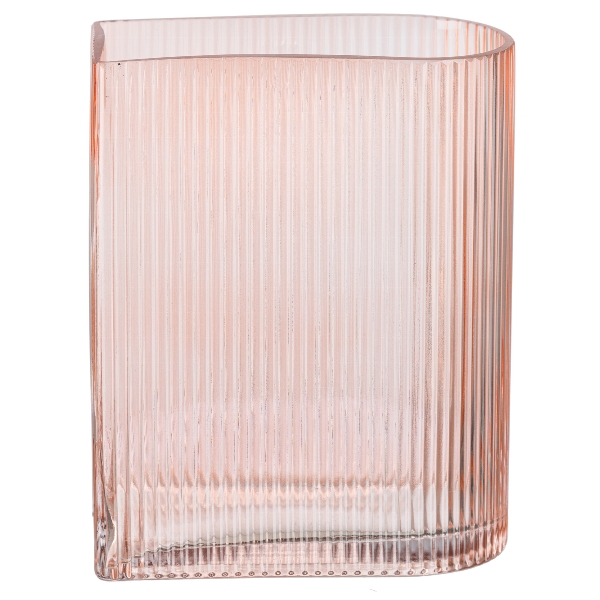 Gasper Glas Vase m.Schliff ARTA, in Farbe Sandsteinrot, Glas, Vase, Rillen, Rosa, Transluzent
