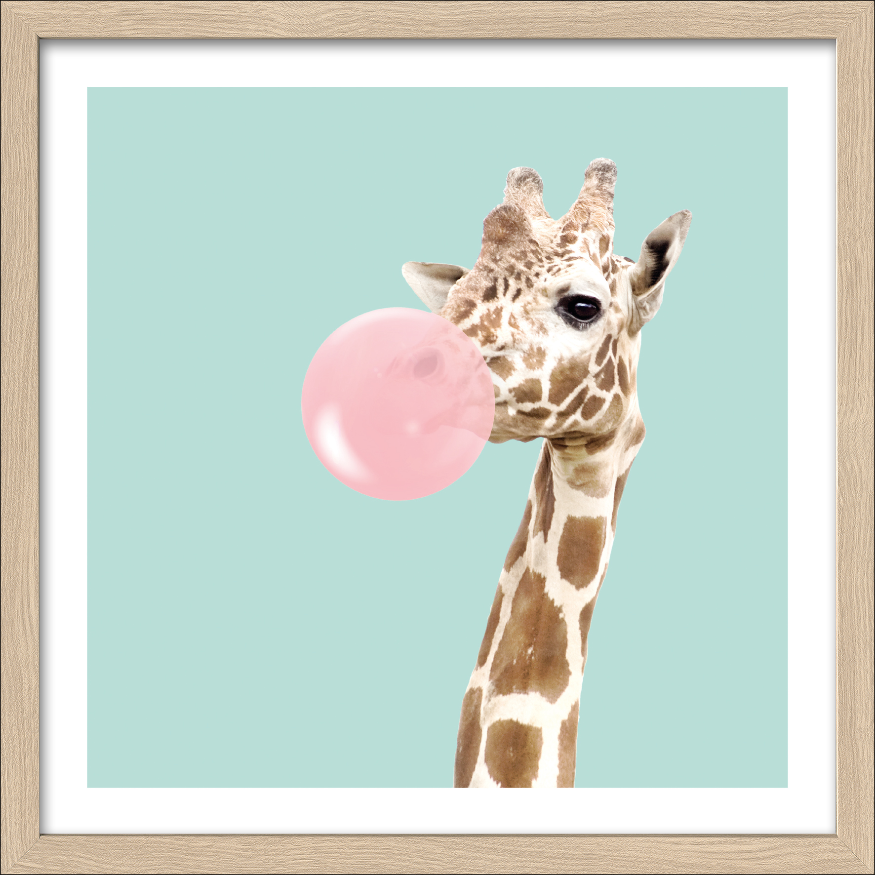 PRO ART Framed-Art Slim Scandic 33x33cm Giraffe Chewing Gum