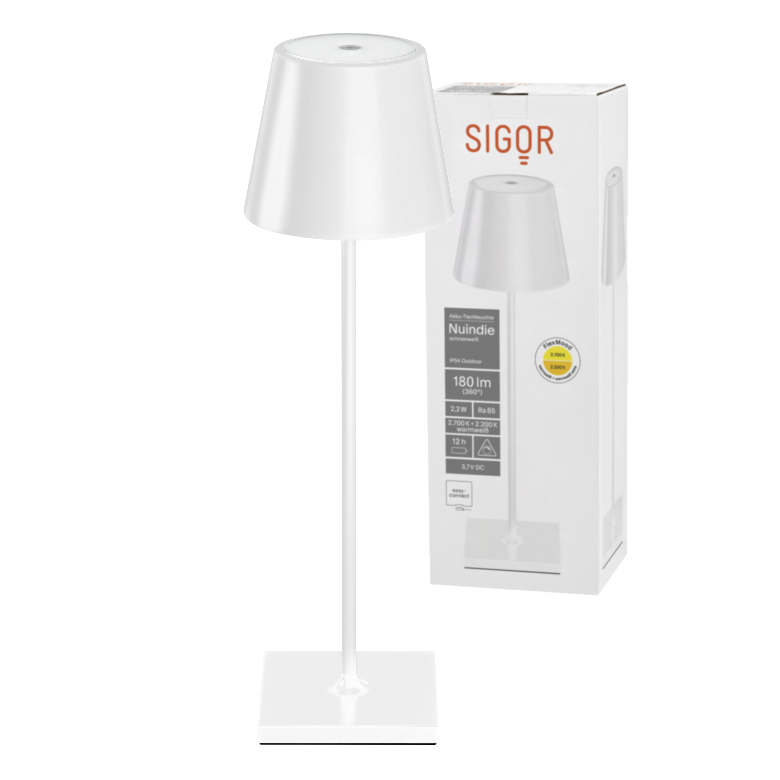 Sigor LED-Akku-Tischleuchte Nuindie in Farbe schneeweiß, dimmbar Sigor LED-Akku-Tischleuchte Nuindie in Farbe schneeweiß, dimmbar