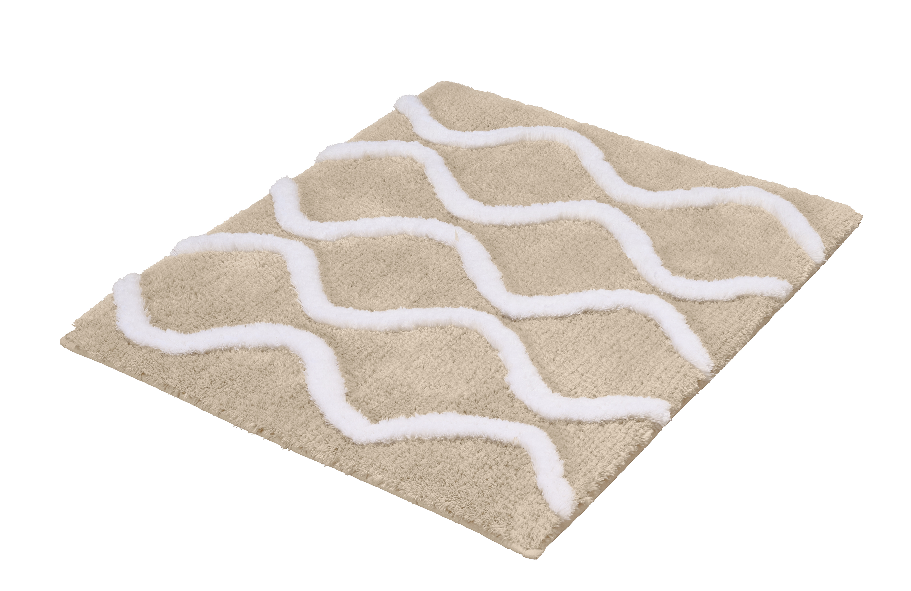 Kleine Wolke Badteppich PIANA ca. 55x65cm in Farbe Sandbeige, teppich, badteppich, beige, muster, hochflor