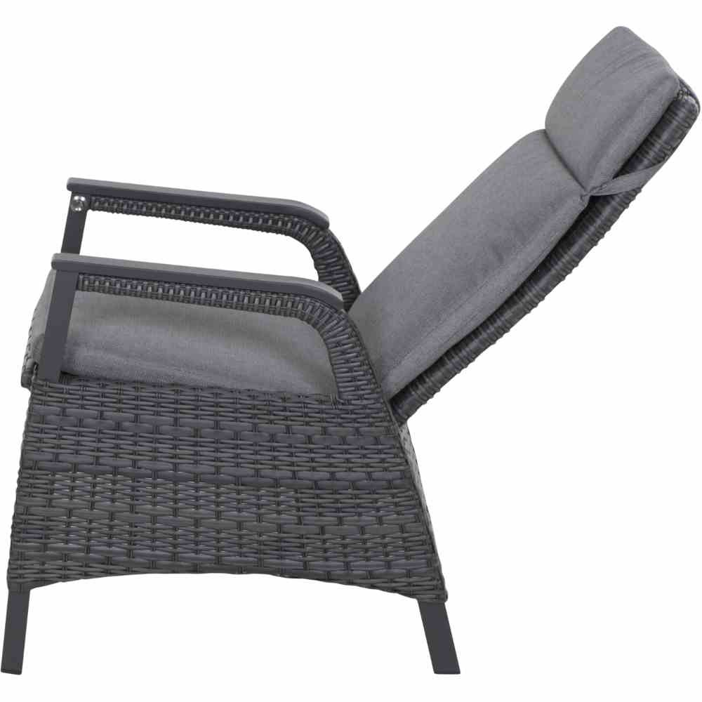 Gautzsch Dining-Sessel SOLEA in matt anthrazit/night-blue , Sessel, Gartenstuhl, Korbgeflecht, Kissen, Armlehne