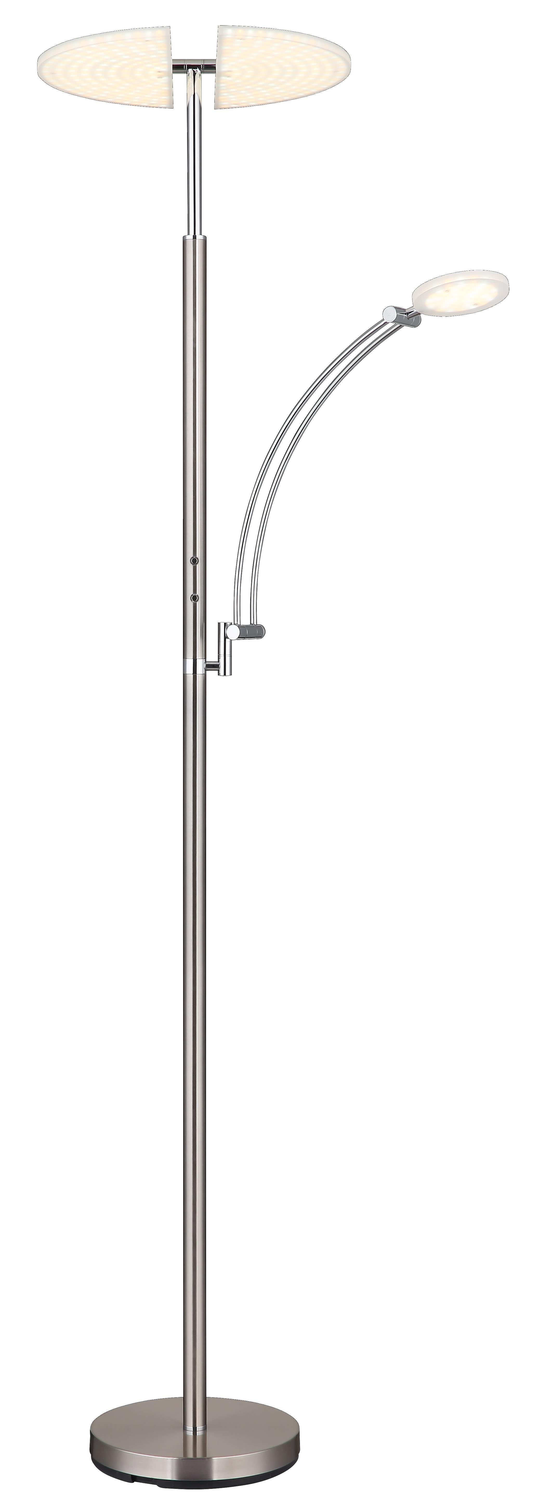 Globo LED-Deckenfluter TIRANA 1-flammig in Farbe nickel matt, verchromt, Lampe, Drinnen, Zimmer, Duscharmatur, Tischlampe