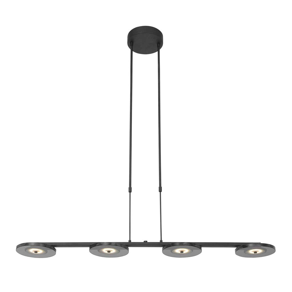 Steinhauer LED-Pendelleuchte TUROUND 4-flammig in Farbe Schwarz/Rauchglas