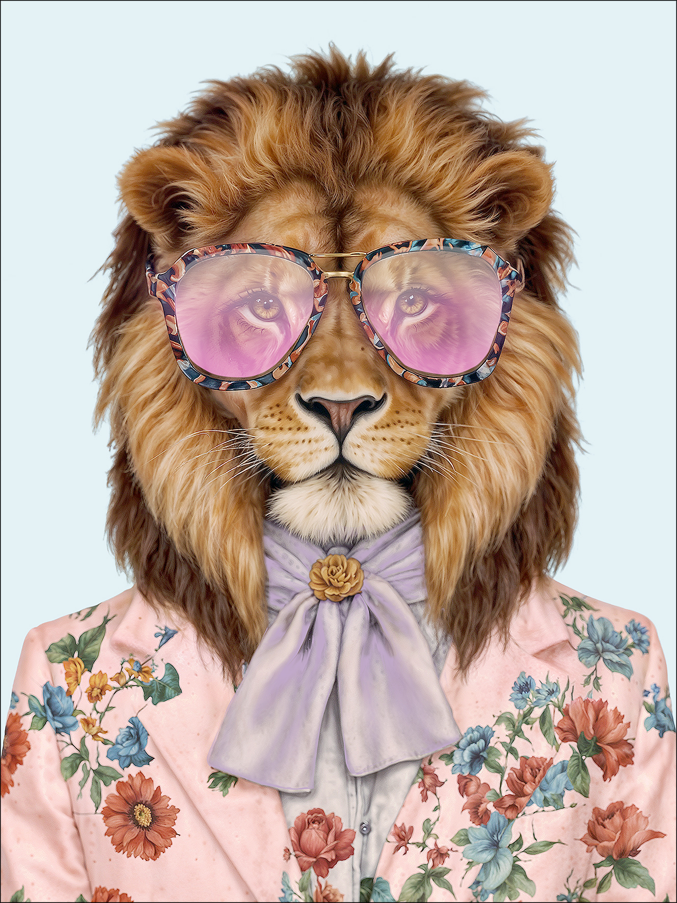 PRO ART Glas-Art 80x60cm Lion With Glasses I