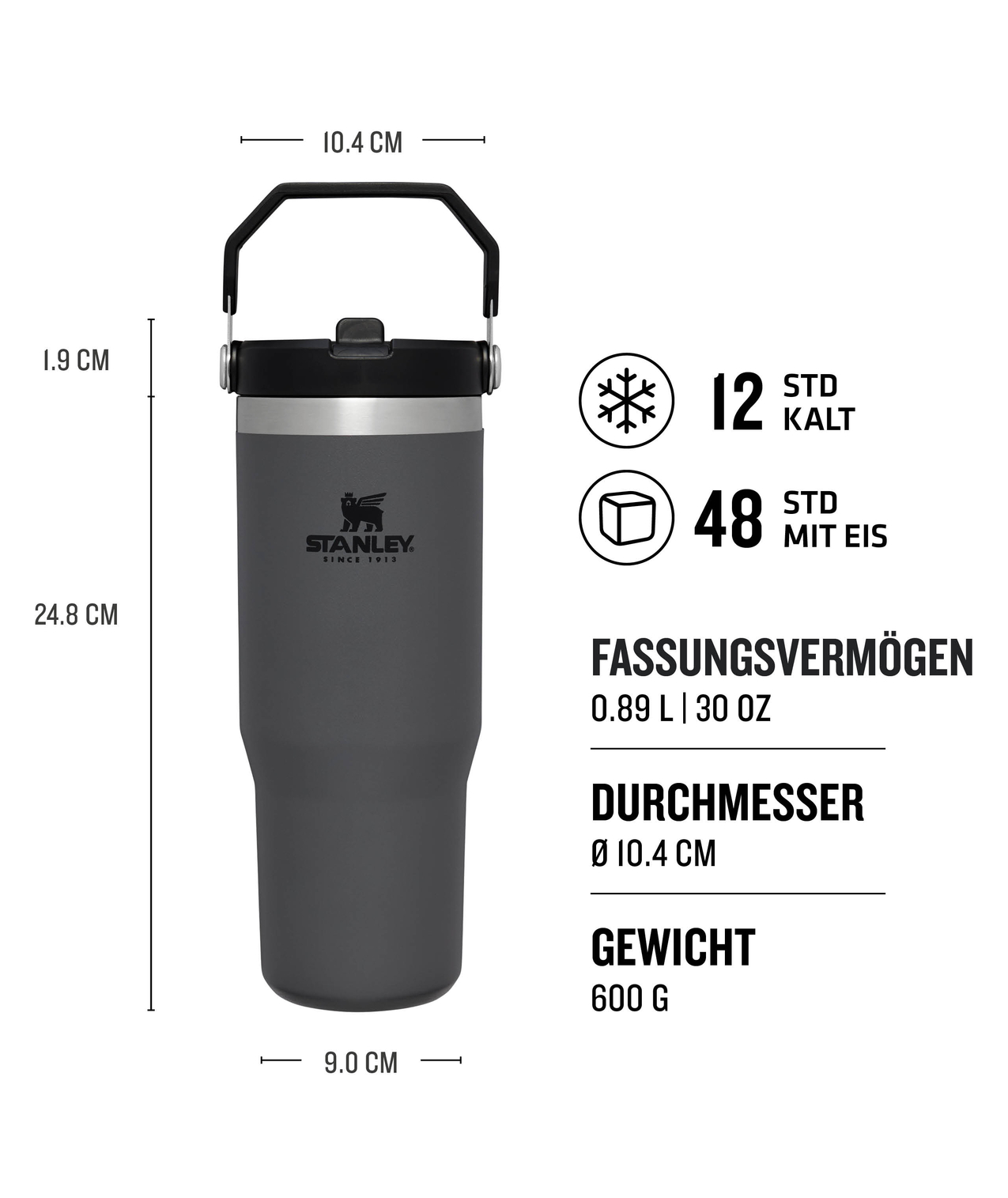 Stanley Iceflow™ Flip Straw Tumbler in Farbe Charcoal