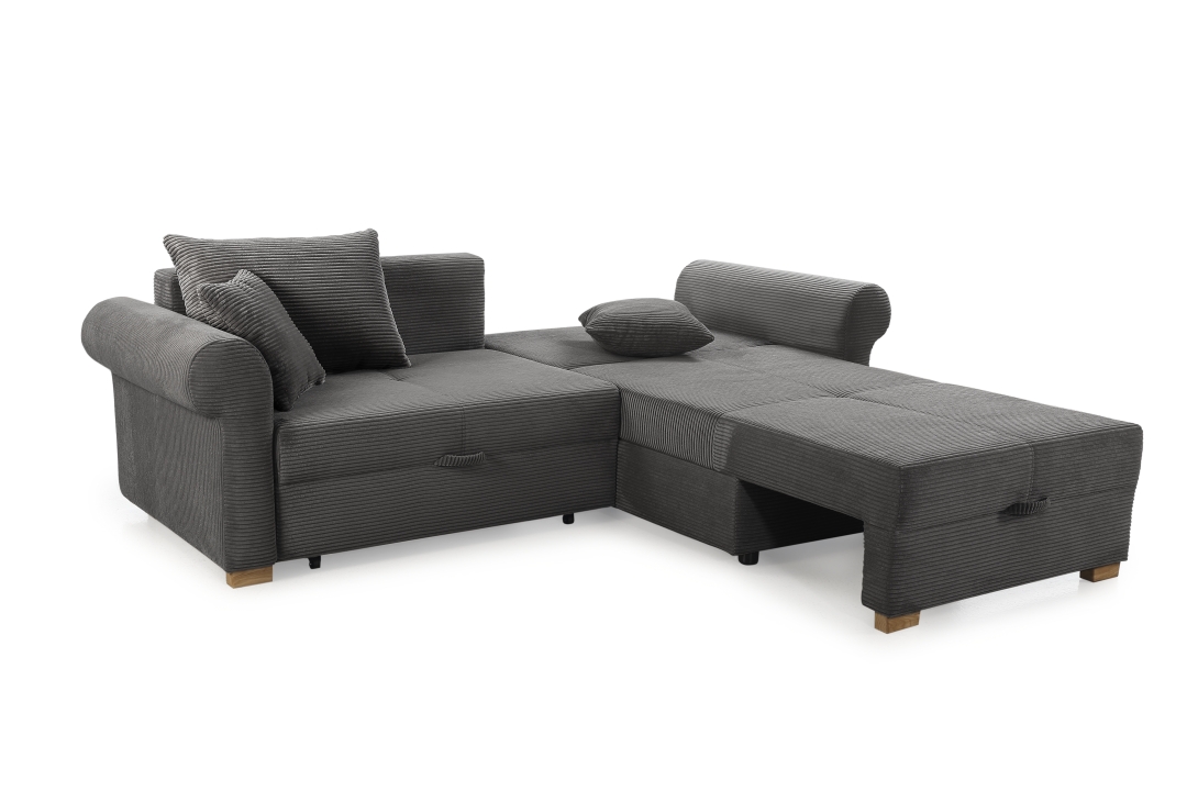 JOB Ecksofa LIST ca. 248x161cm in Stoff Cord grau