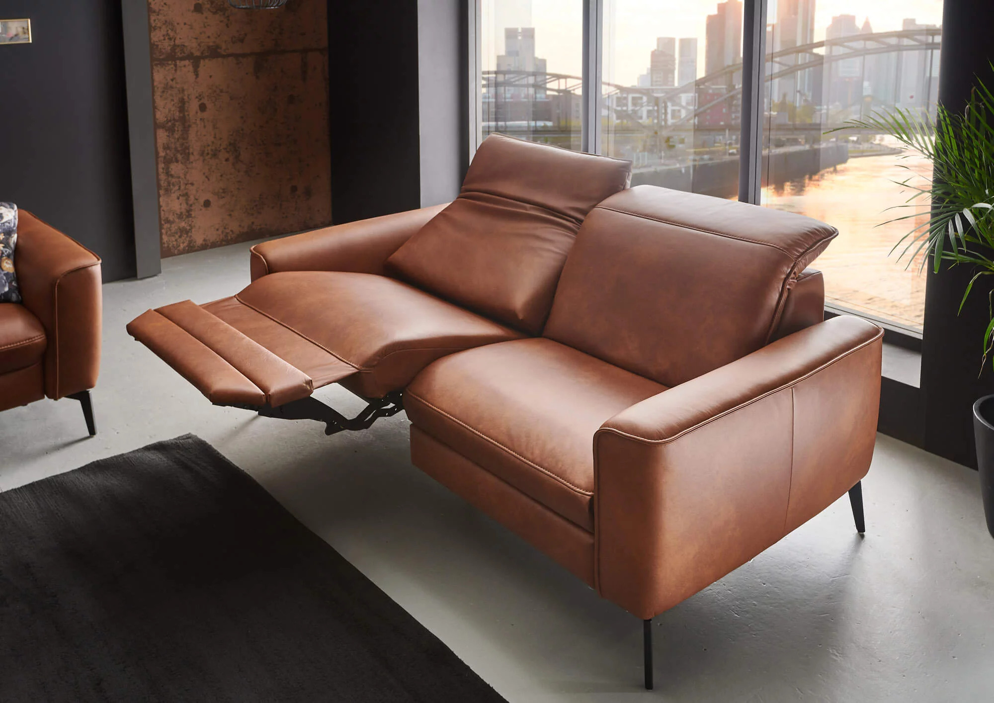 Hukla Sofa 2.5-sitzig HU-PC23005 ca. B192 T105 cm in Leder Cloudy cognac 60 Hukla Sofa 2.5-sitzig HU-PC23005 ca. B192 T105 cm in Leder Cloudy cognac 60, Moebel, Stuhl, Sessel, Couch